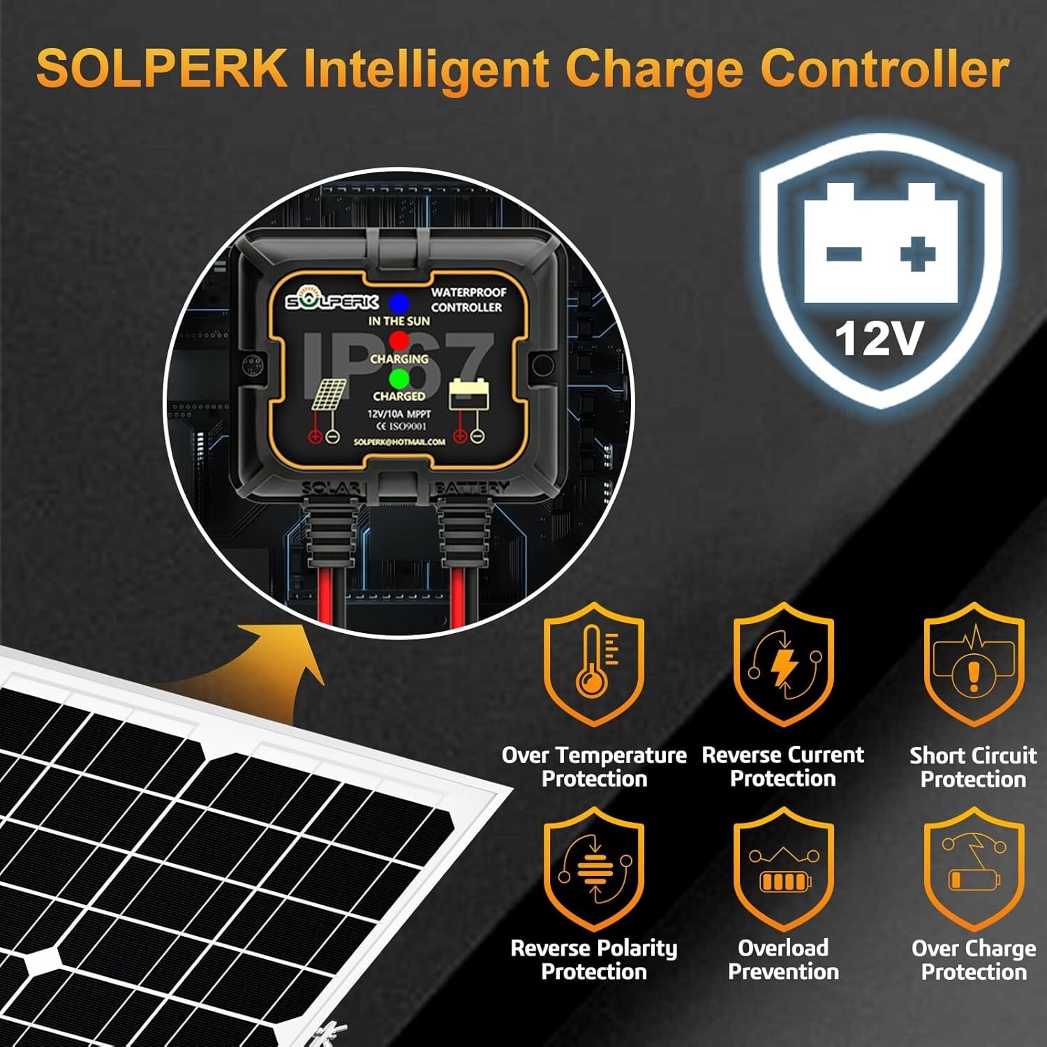 Weatherproof 20W Solar Panel Kit with Smart Charge Control for Auto & Marine Use