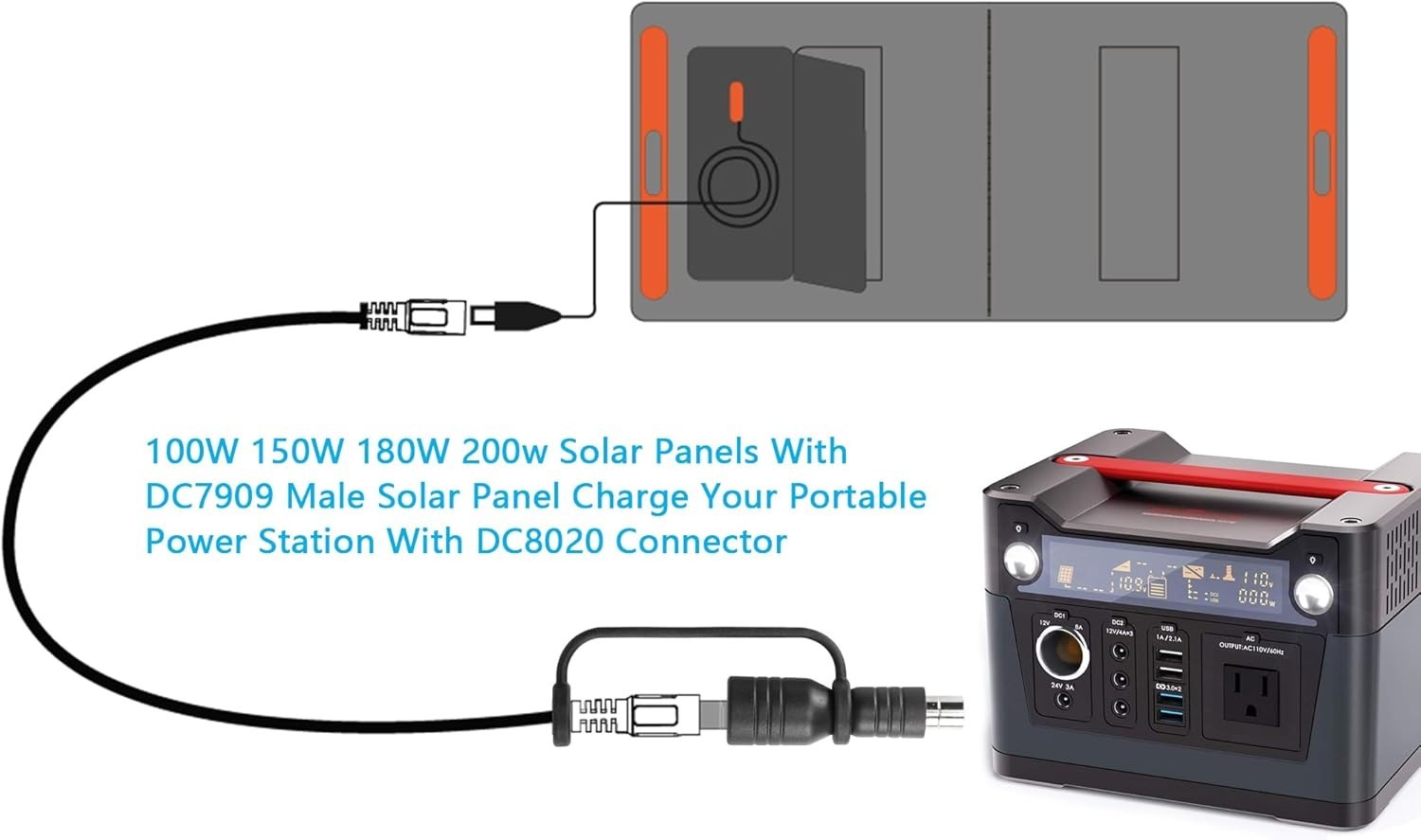 High-Quality DC7909 to DC8020 Connector – Essential Adapter for Solar Charging