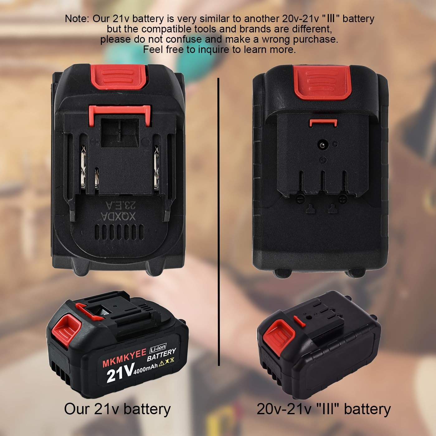 21V Lithium Battery and Charger Cord, 4.0 Ah Battery with Charger Adapter Led…