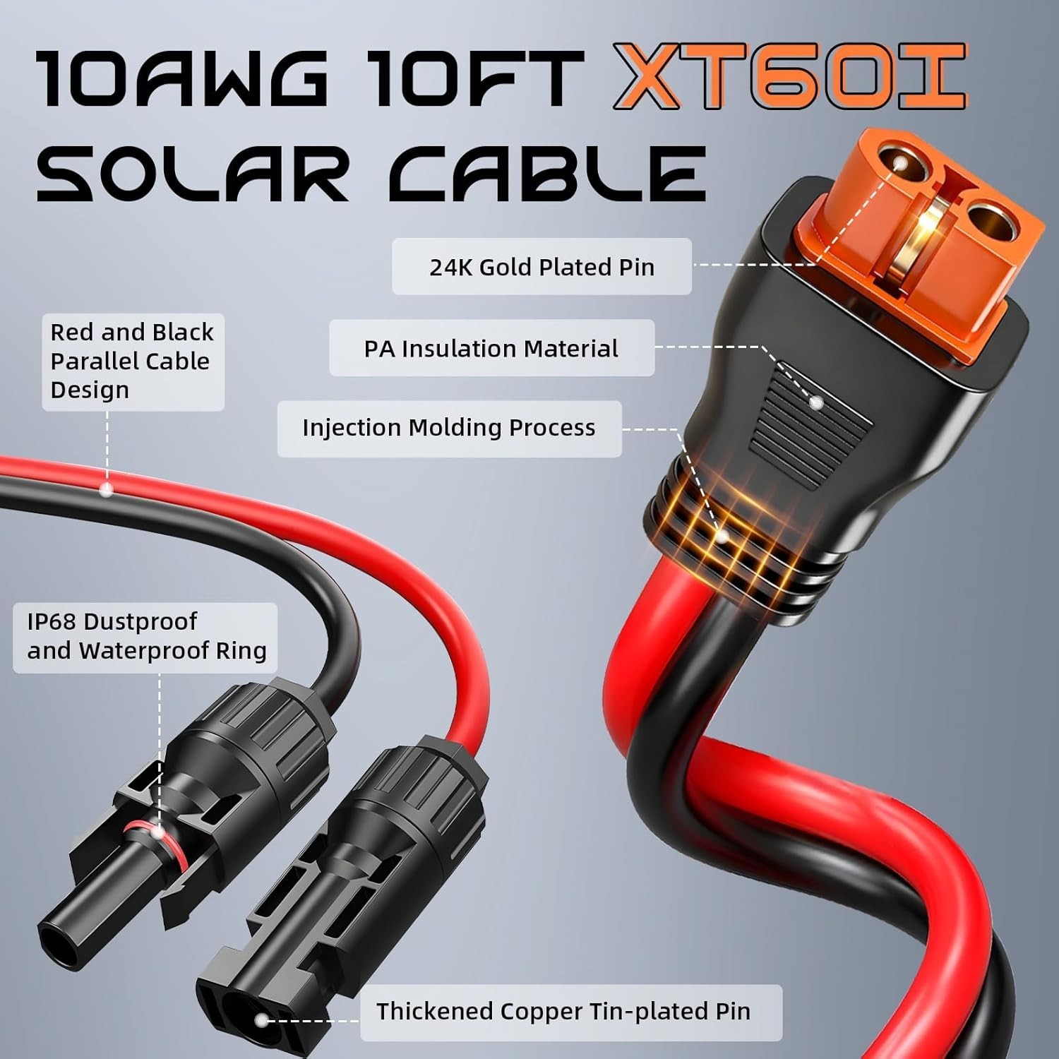 10FT 10AWG Solar to XT60i, 3 6 10 16 20 25FT Solar Panel Connector to XT60i-F…