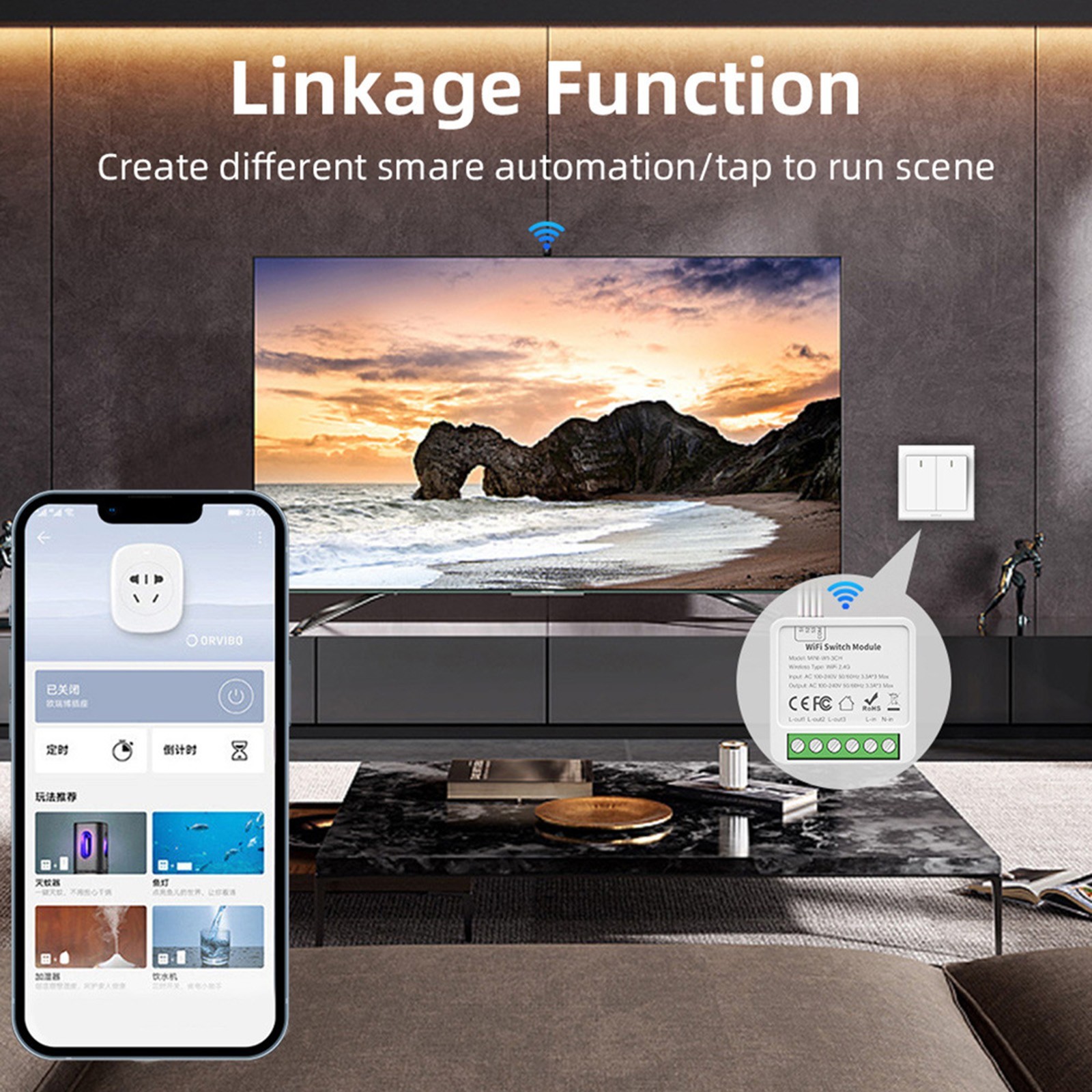 Smart Home WiFi Light Switch Voice Control Compatible Easy Installation