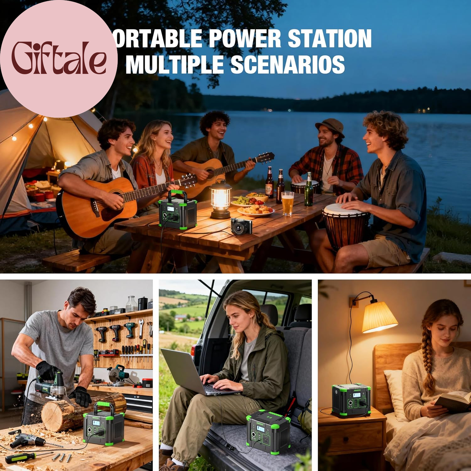 Portable Power Station 330W Solar Generator 288Wh, 60W USB-C PD Fast Charging, P