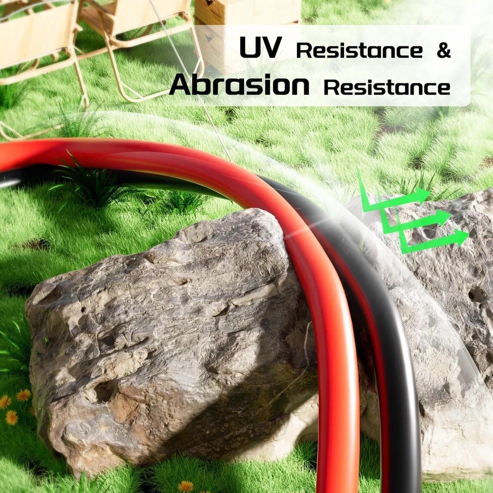 Solar Panel Wire 50Ft Black and 50Ft Red Kit, 10AWG (6mm²) Solar Panel Extens…