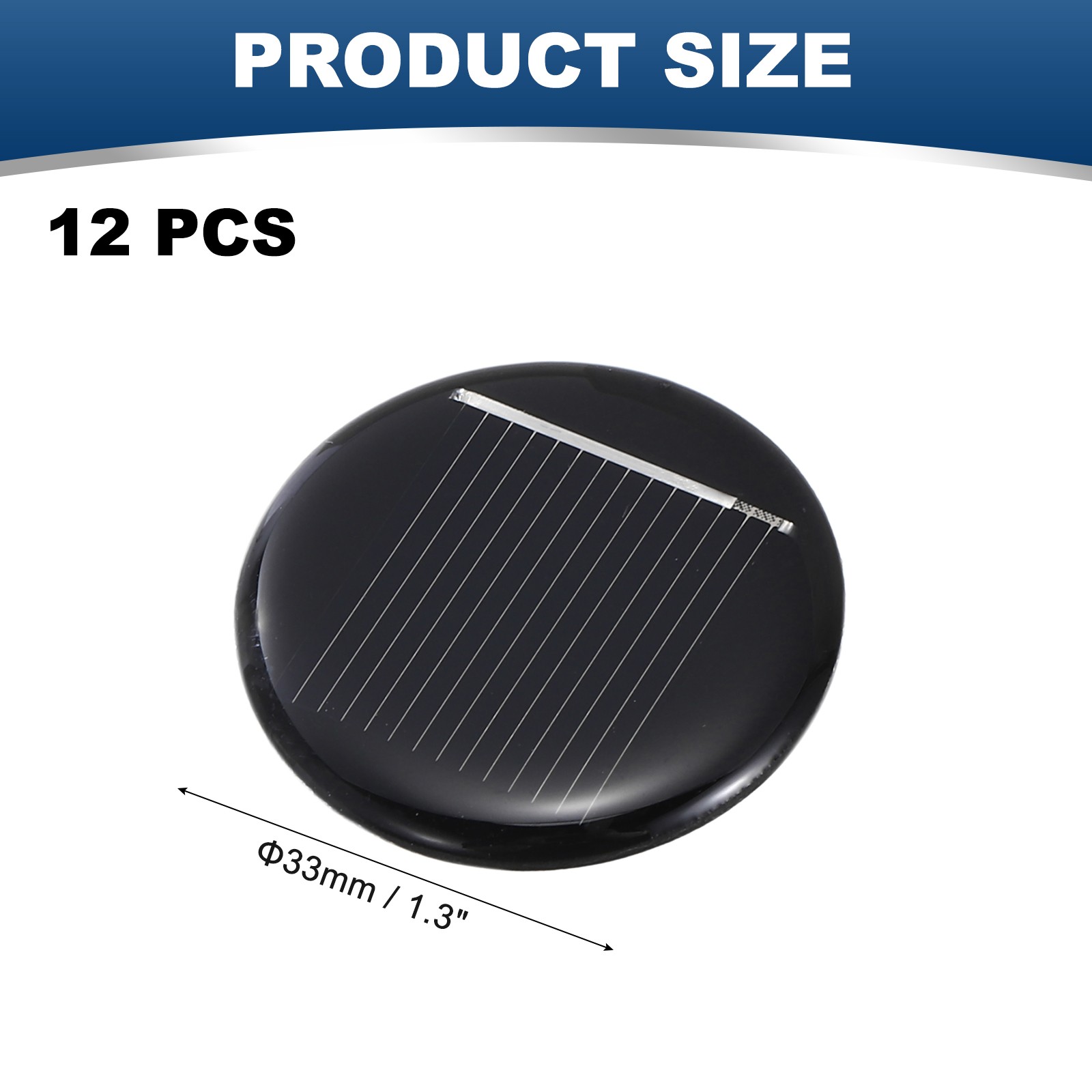 12Pcs 0.5V 0.07W 140mA Round Solar Panels, Solar Photovoltaic Power Cells