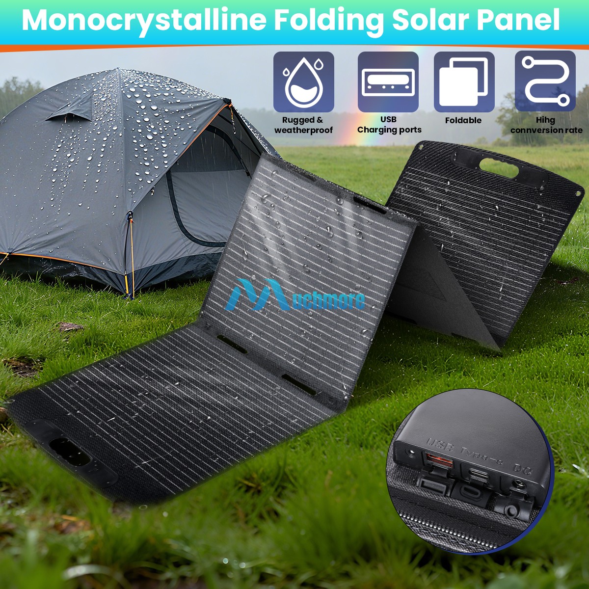 Foldable Portable Solar Panel 200W 400W IP68 for Power Station RV Caravan Boat