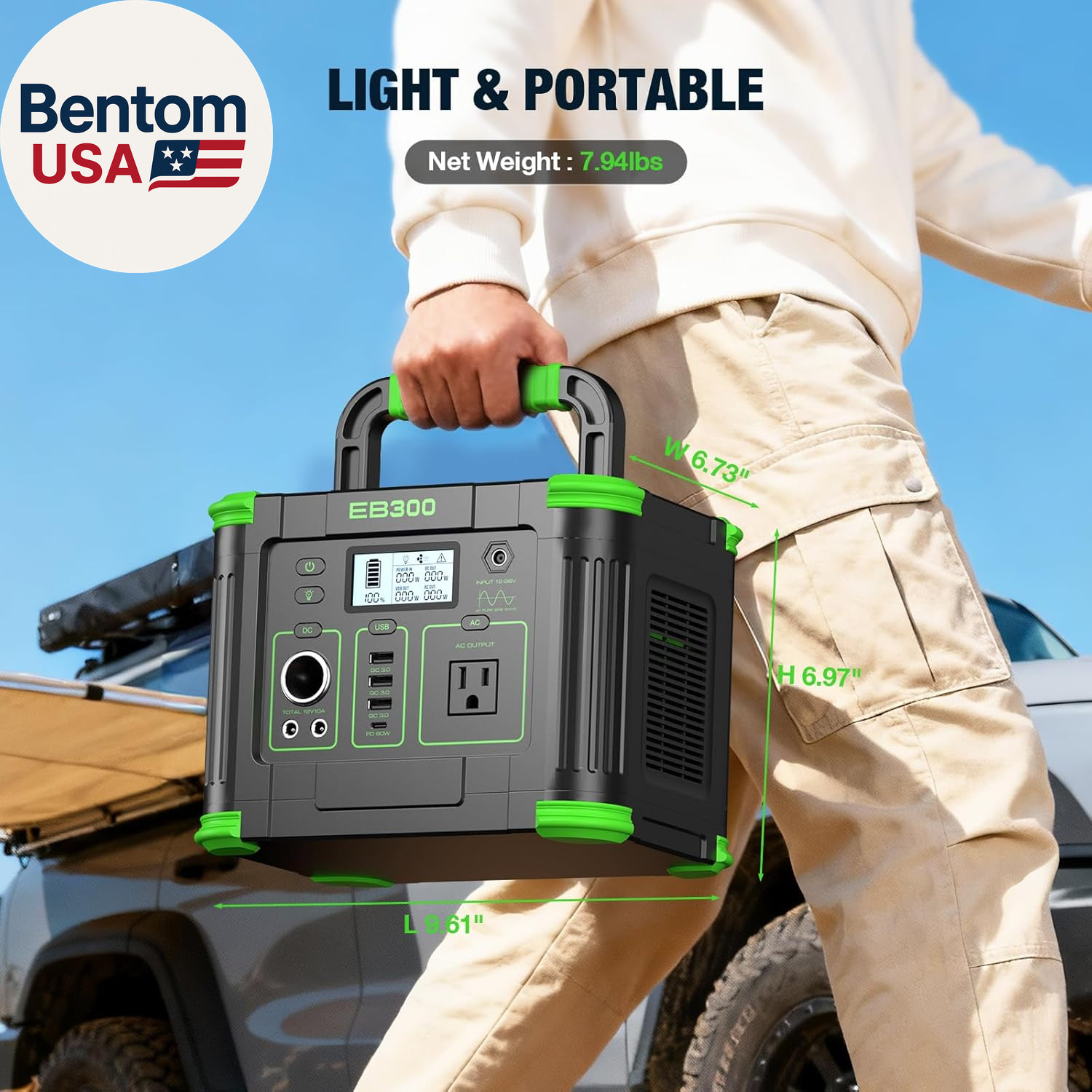 Portable Power Station 300W, 288Wh Solar Generator with 60W USB-C PD Output, 11