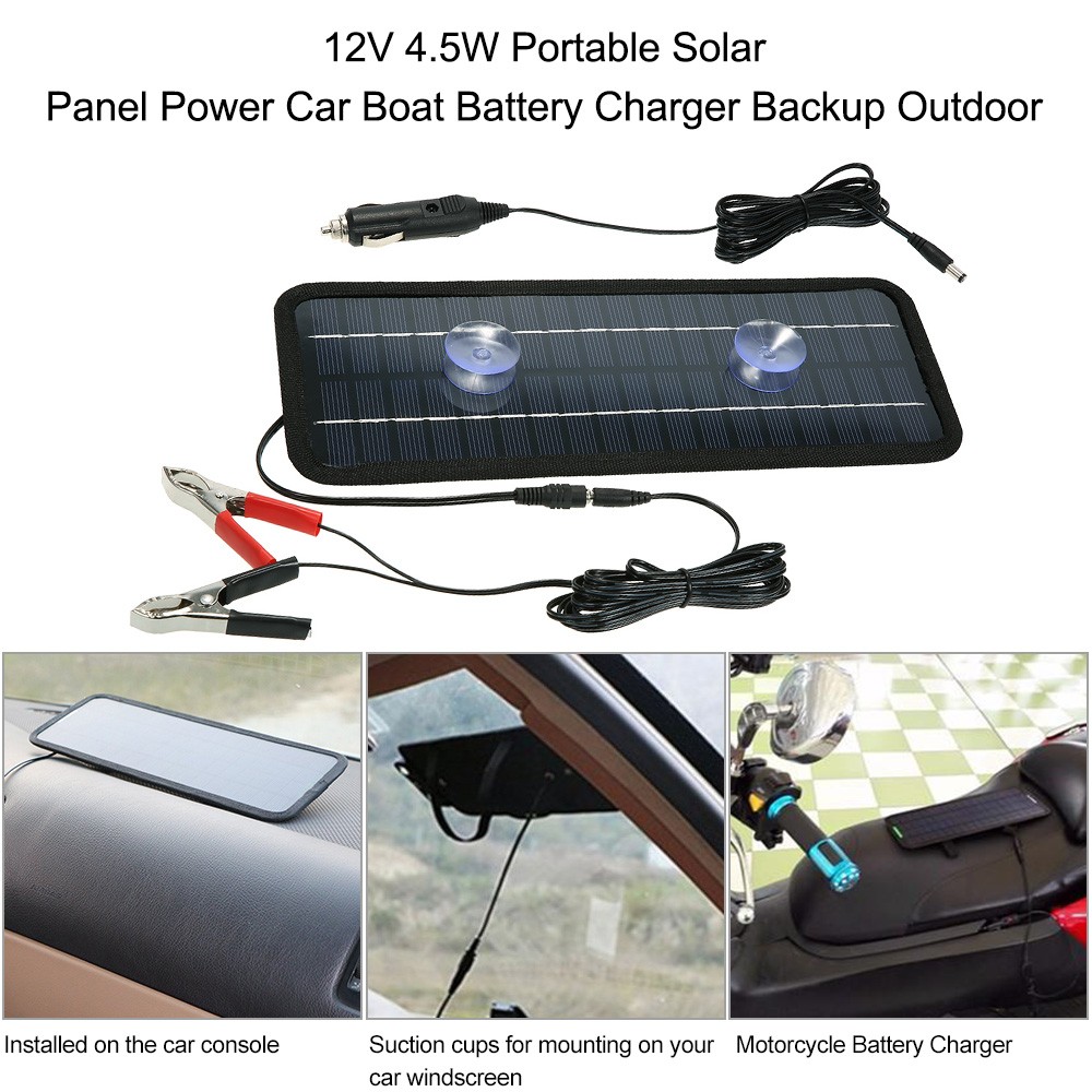 12V 4.5W Portable Solar Panel Power Car Boat Battery Charger Backup Outdoor UFNX