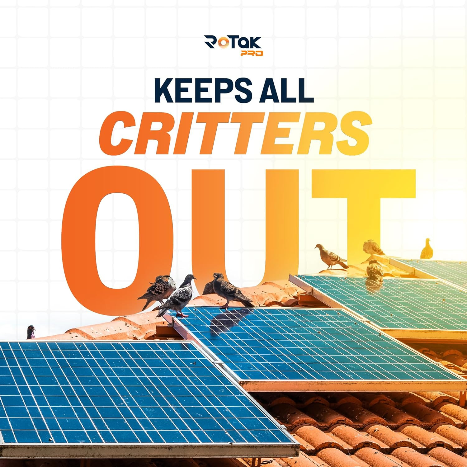 Critter Guard PRO – 8In X 100Ft Solar Panel Bird Prevention Roll Kit Pairs – Hea