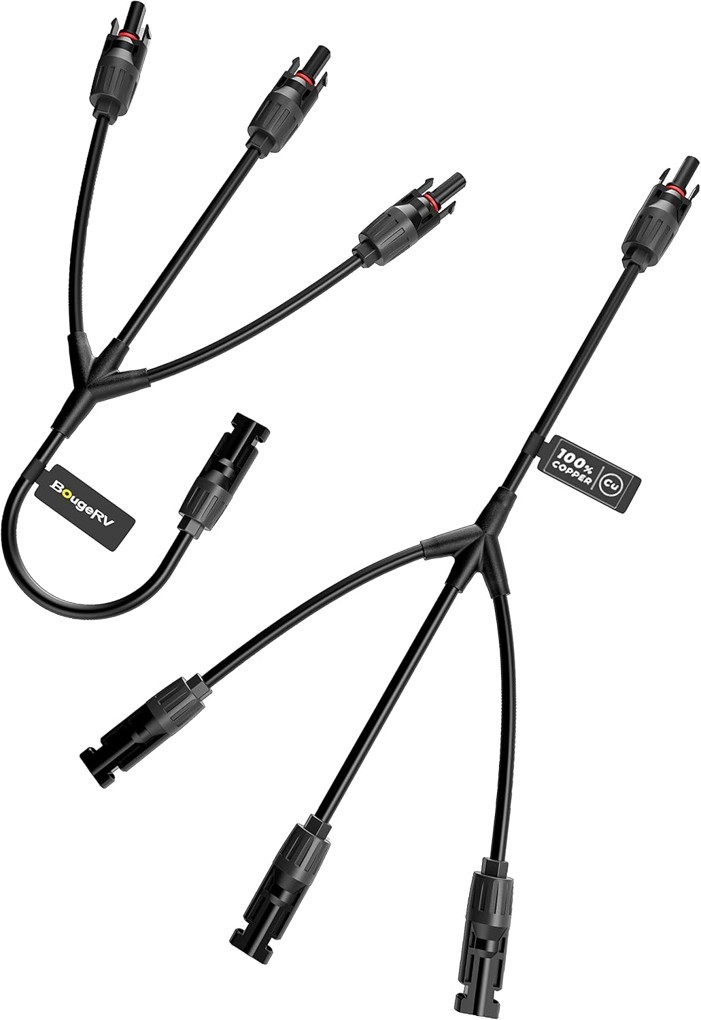 Solar Panel Parallel Connectors Y Branch 1 to 3 Male Female Wire Plug Kit