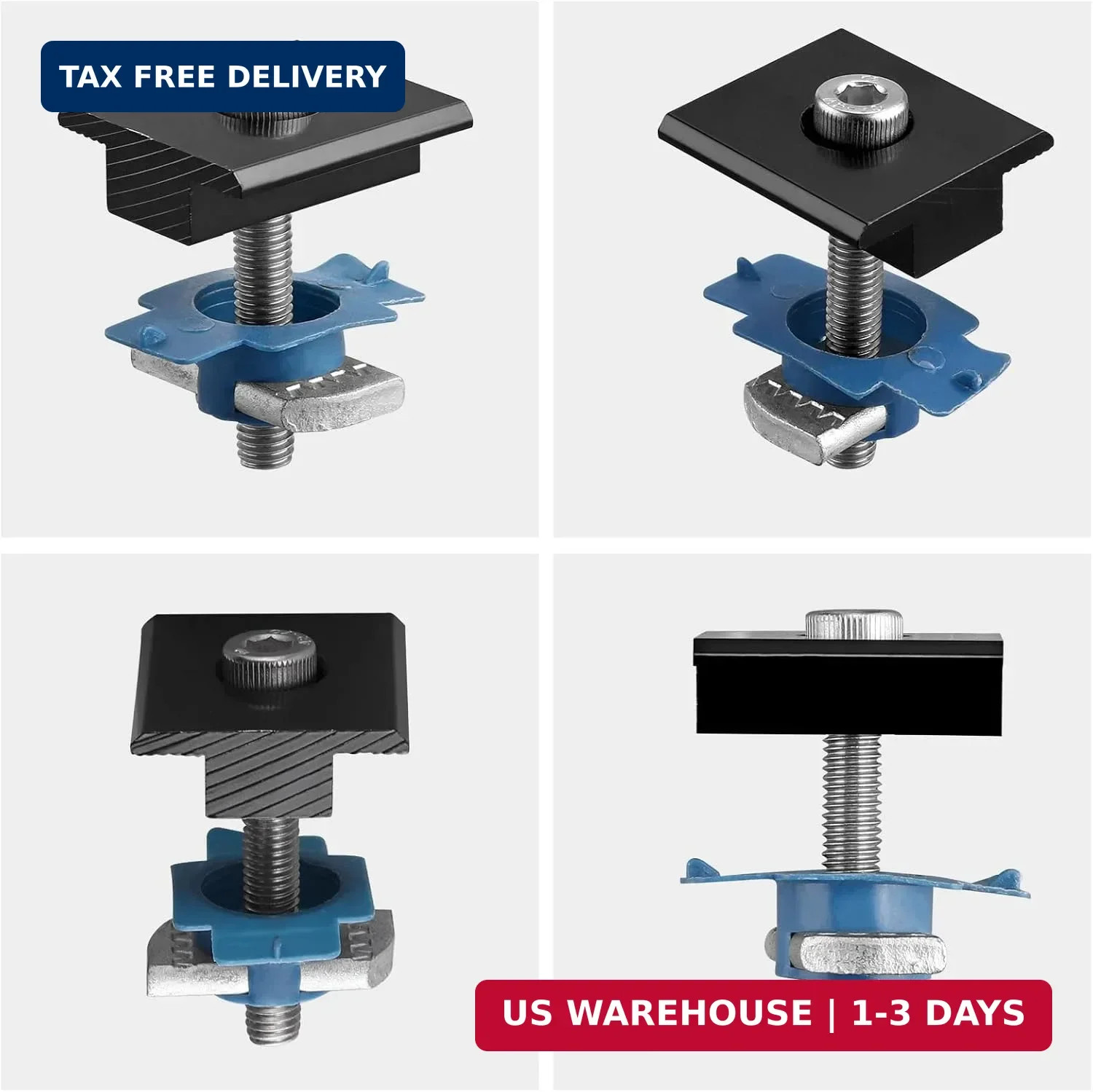 Anbte 4pcs Solar Panels Mid Clamps for Standard Unistrut, Aluminium Solar Panel