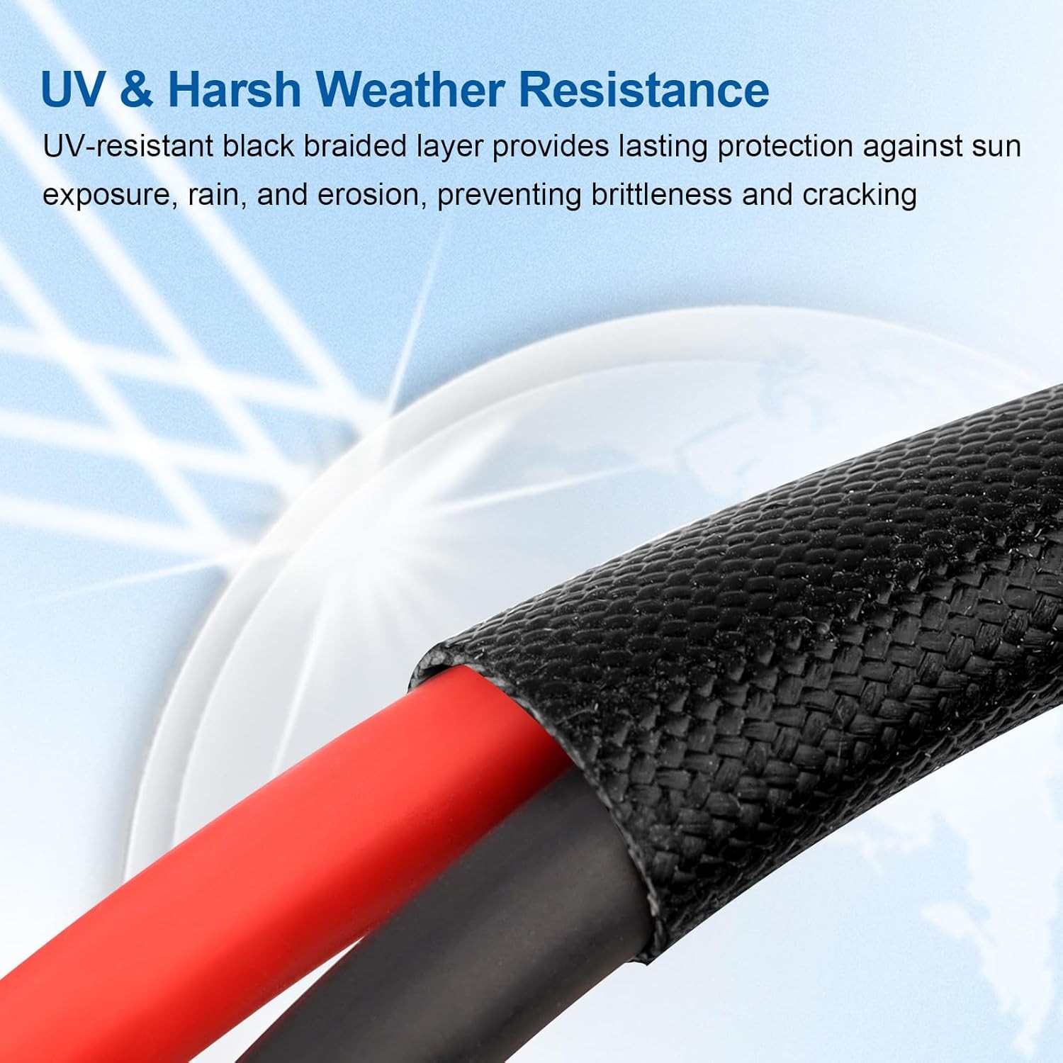 10AWG Solar Cable – 15FT Solar Panel Extension Cord 10 Gauge PV Wire with Flame