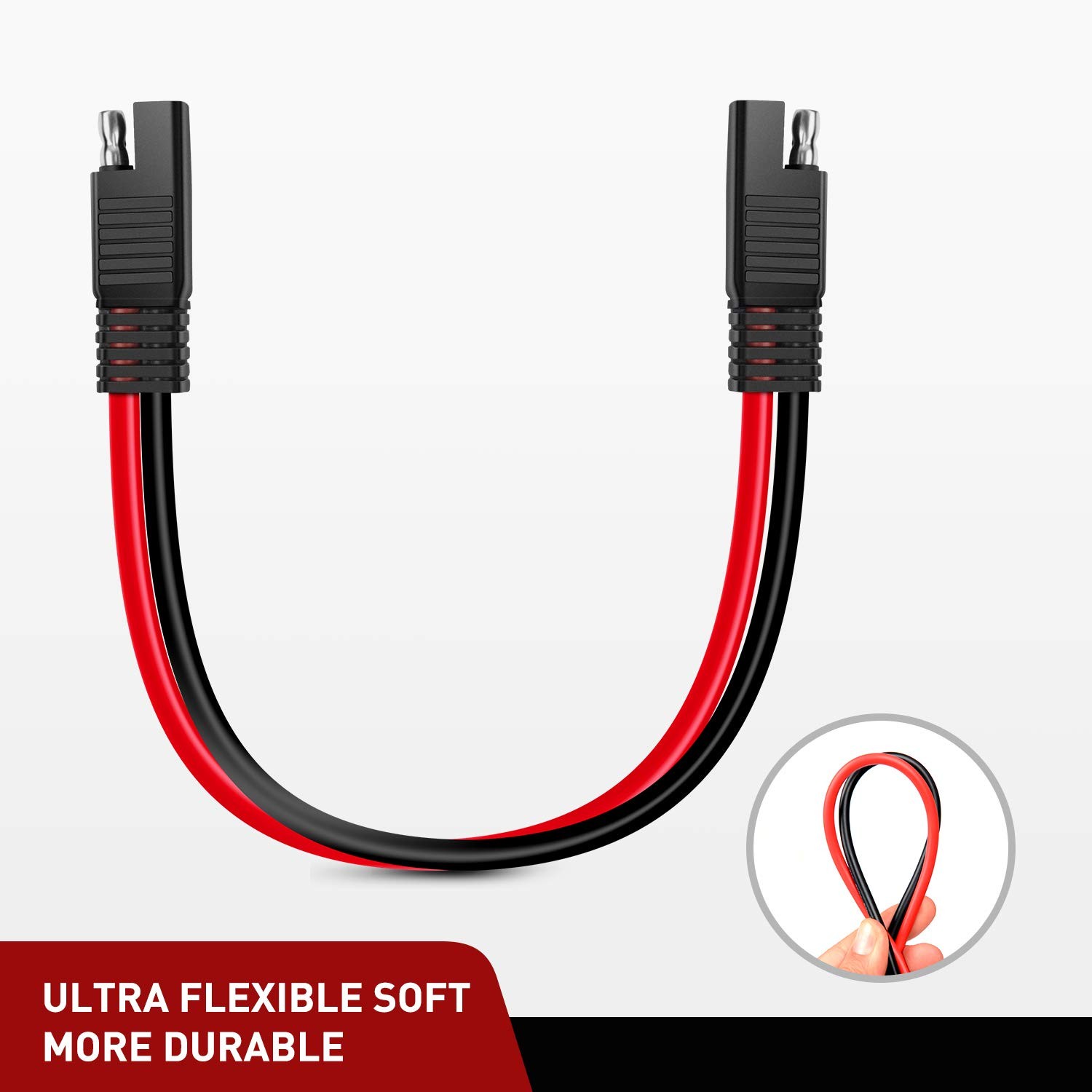 Nilight 5 Pack SAE to SAE Extension Cable 10AWG 2 Pin SAE Connector Extension Co