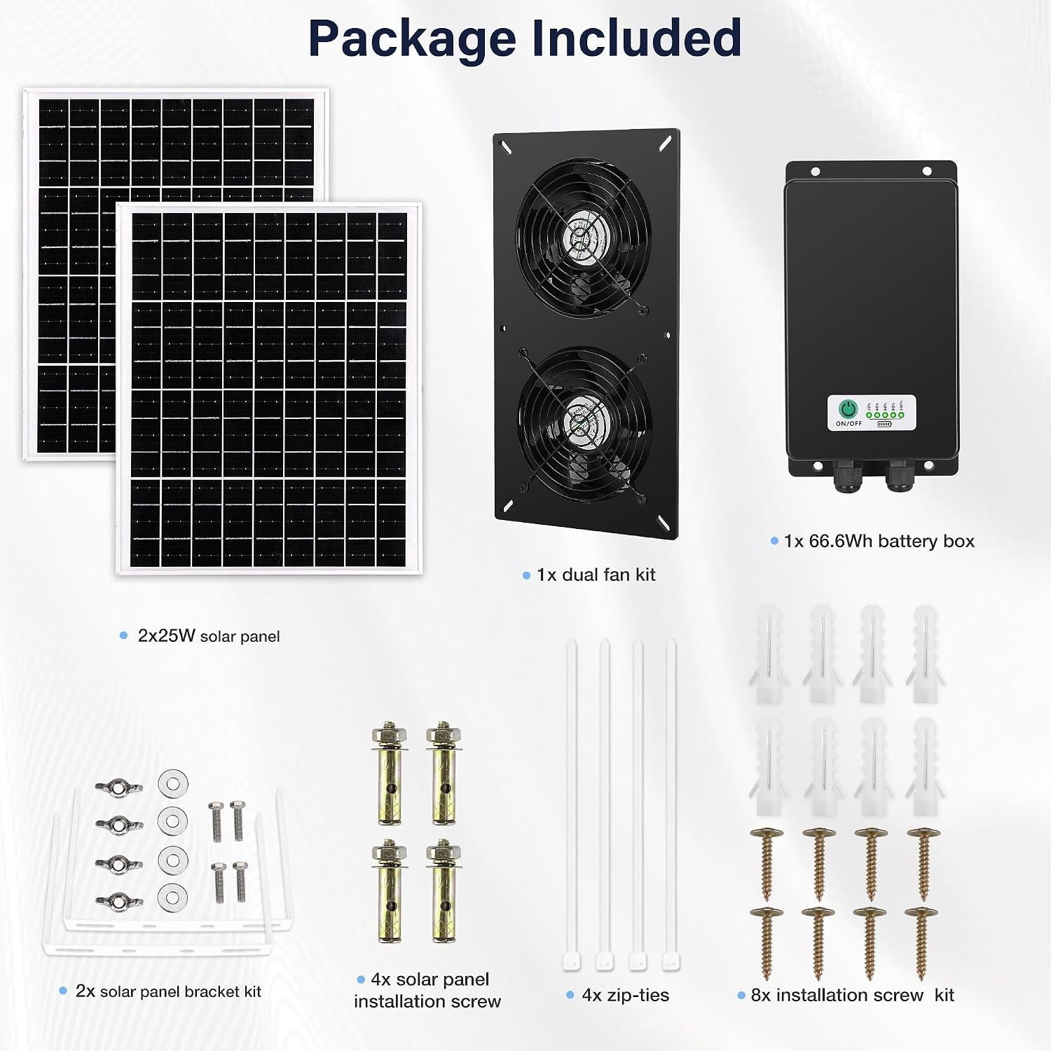 Solar 2 Fan Kit with 66.6Wh Battery Backup