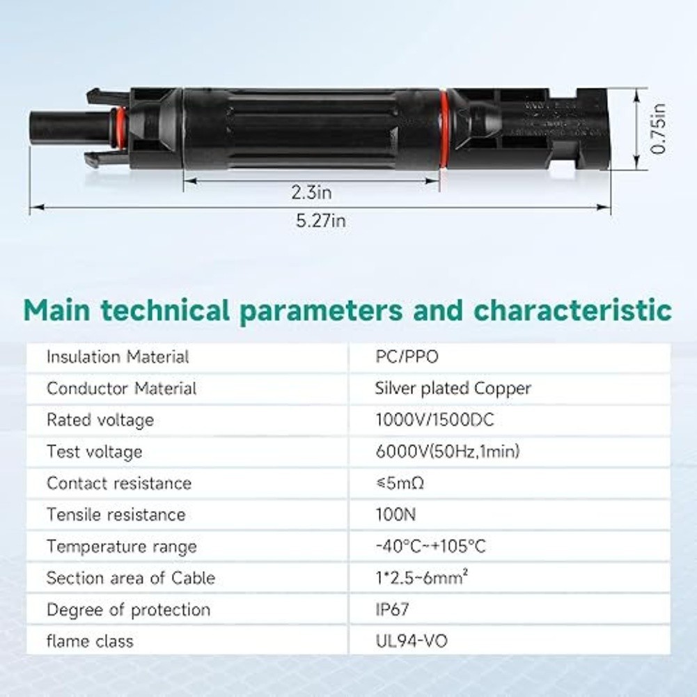 PV Connectors Long-lasting Insulation Robust Outdoor Protection For Outdoor Use