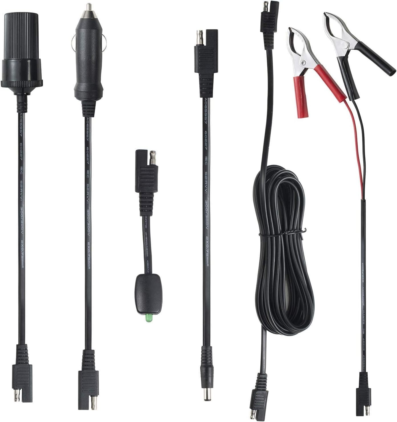 Sunway Solar 16FT Battery Charger Extension Cable Adapter 6 Connectors, black