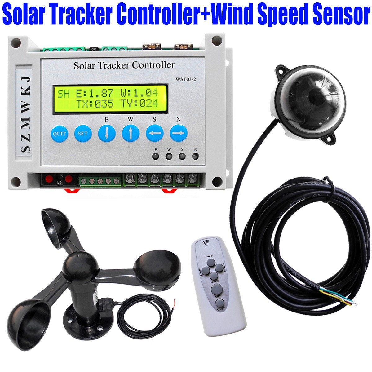 Dual Axis Solar Tracker Controller W/ Wind Sensor DIY Solar Panel Tracking Kits