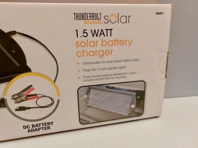 THUNDERBOLT MAGNUM SOLAR 1.5 WATT 12V SOLAR BATTERY CHARGER NIB