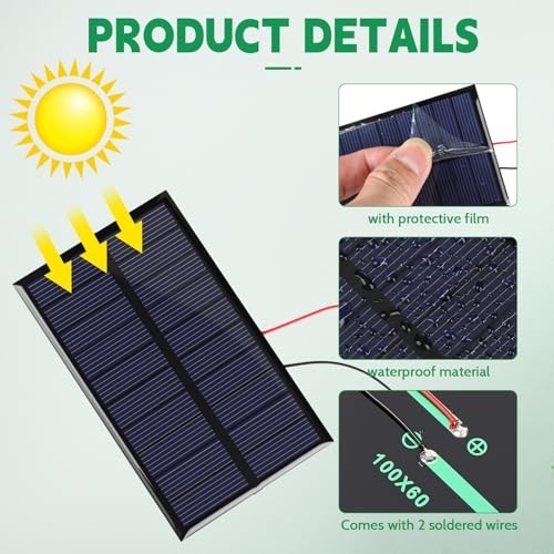 20 Pcs Mini Solar Panels 5V 160mA Polycrystalline Cells for DIY Projects, Charge