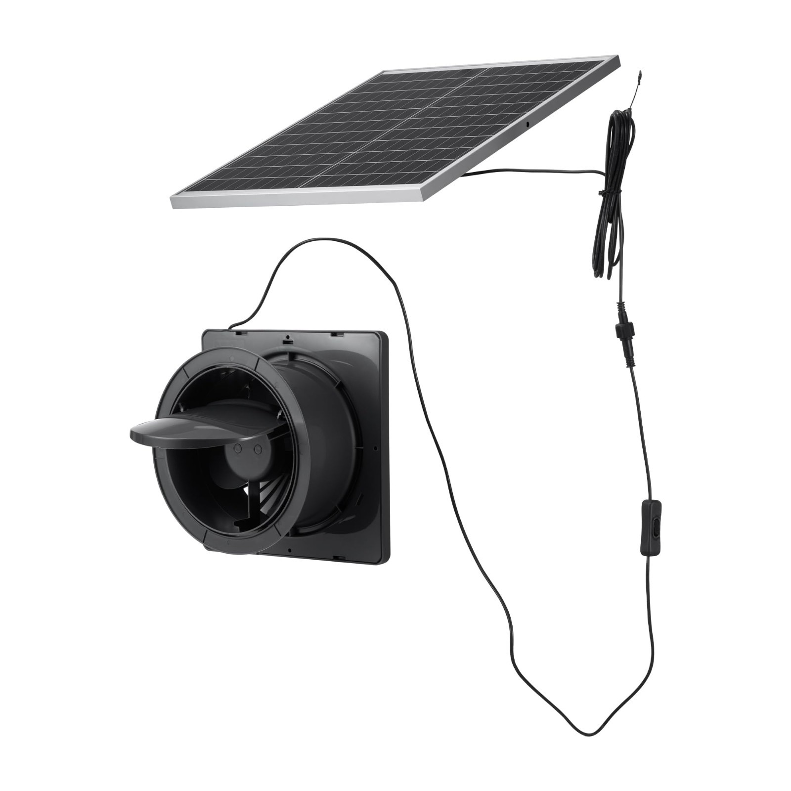 25W Solar Powered Fan with 220 CFM Airflow, Adjustable Angle, Fast Air Exchange