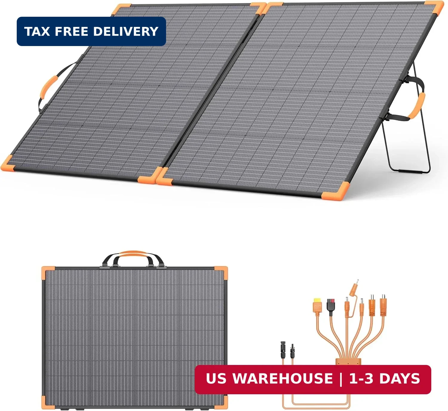 200 Watt Bifacial Portable Solar Panel, 20V Foldable Solar Charger for Power Sta