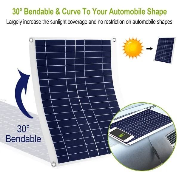 12V 25W Solar Panel Car Battery Charger IP68 Waterproof Dual USB 3A Trickle Kit