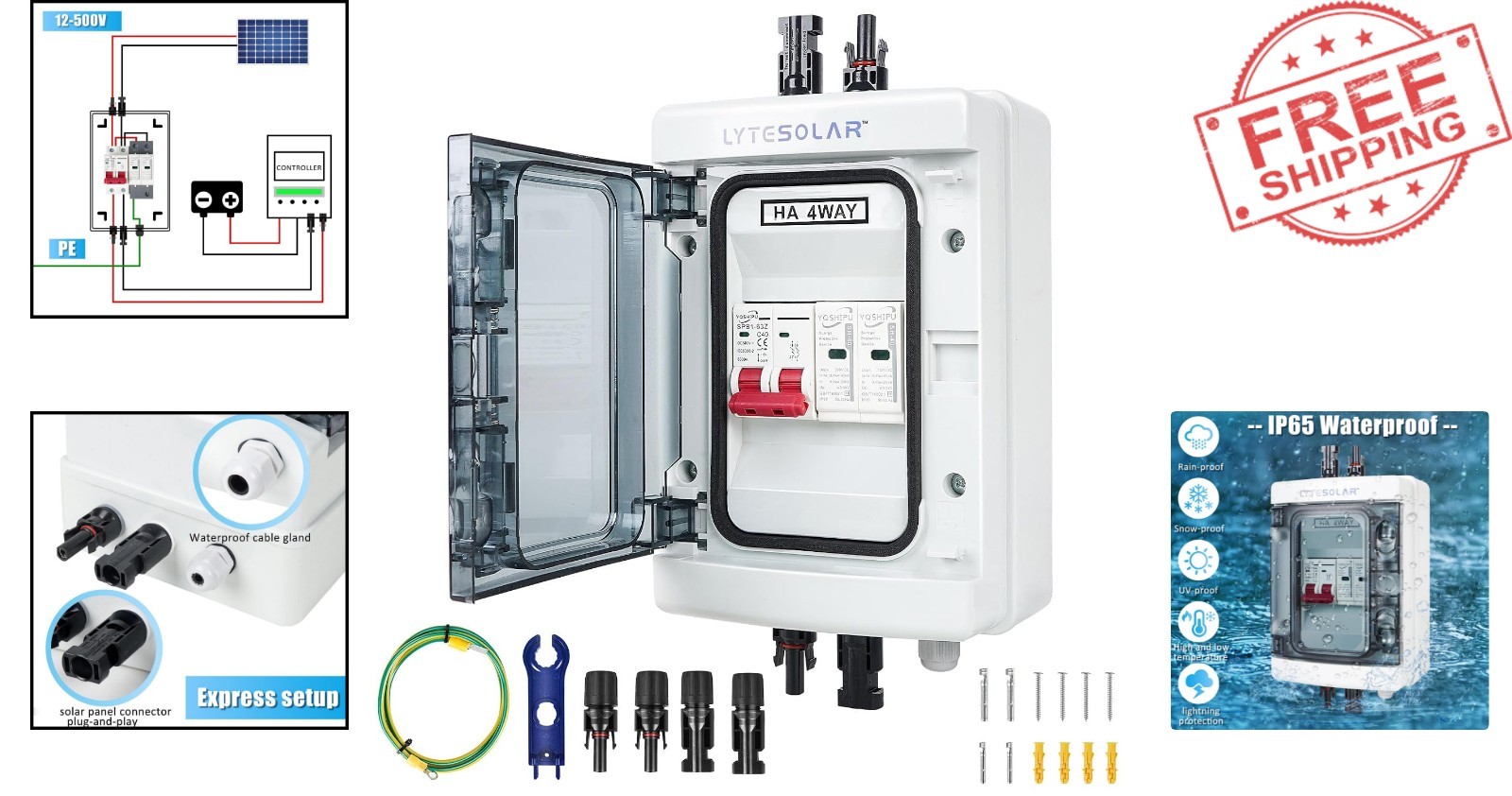 Durable 500V PV Combiner Box with Waterproof Rating & Visual Status Monitor