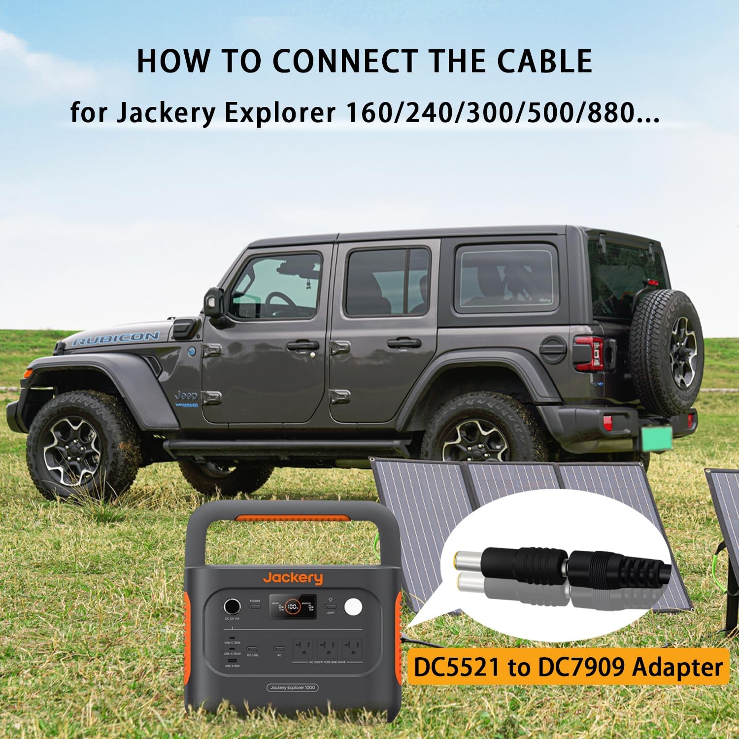 COMeap 5FT 1.5M Solar Panel Adapter for Jackery, to DC 5FT-14+16AWG, Black