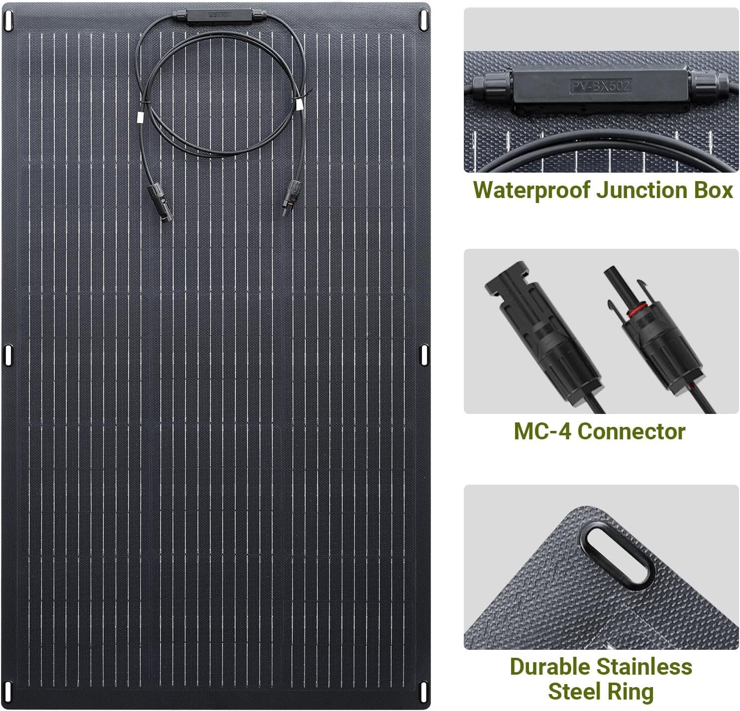 ALLPOWERS SF100 Flexible Solar Panel 100W 24V Waterproof Monocrystalline Outdoor