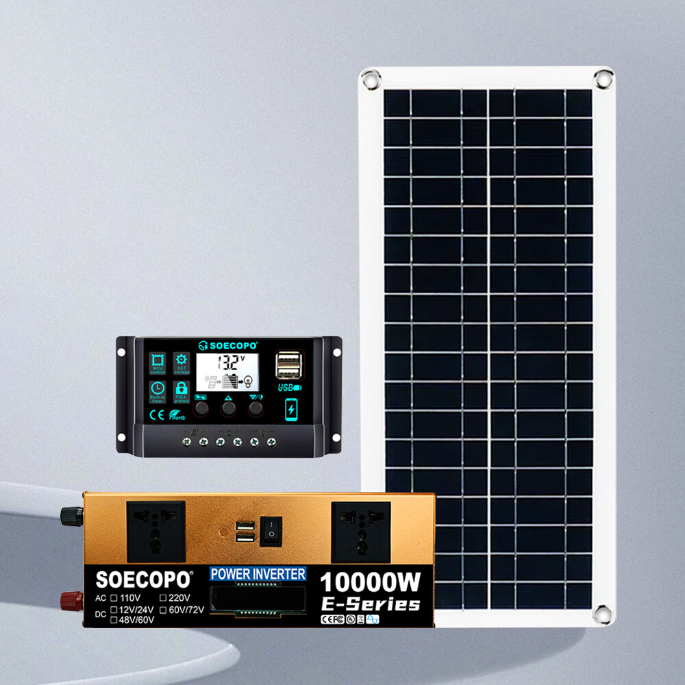 10000W Power Inverter Solar Generator With 200W Solar Panel Home Complete Kits