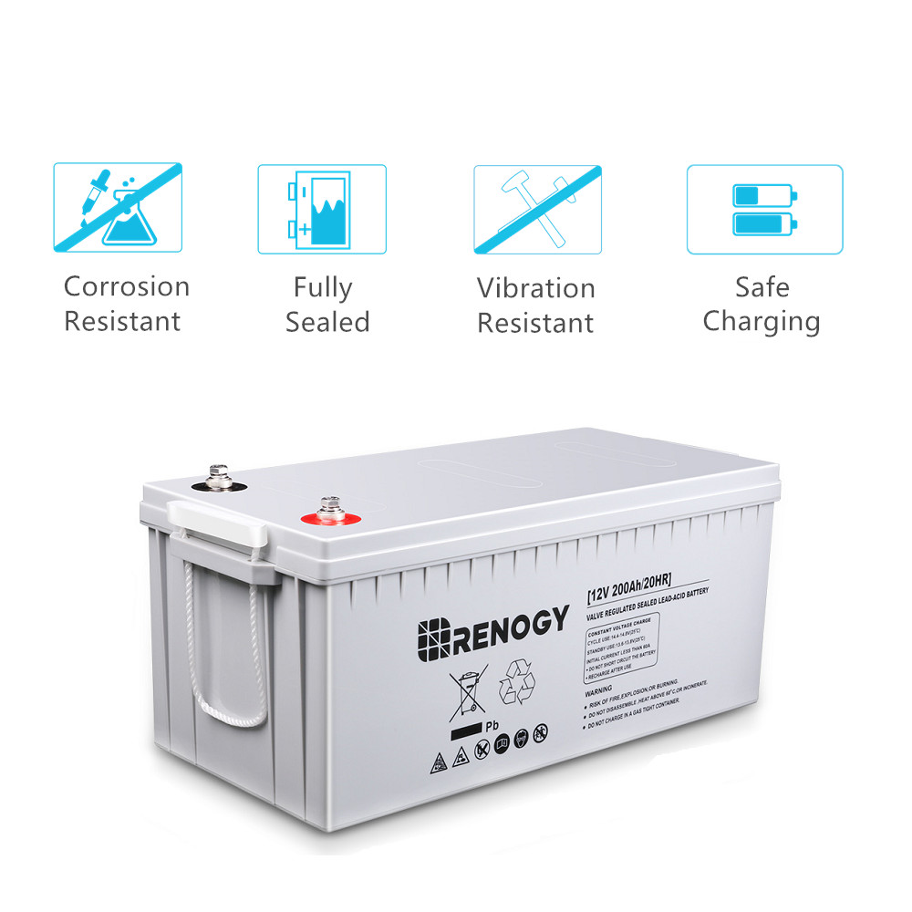 Renogy 12V 200AH Deep Cycle AGM Battery Rechargable For RV Marine Refurbished