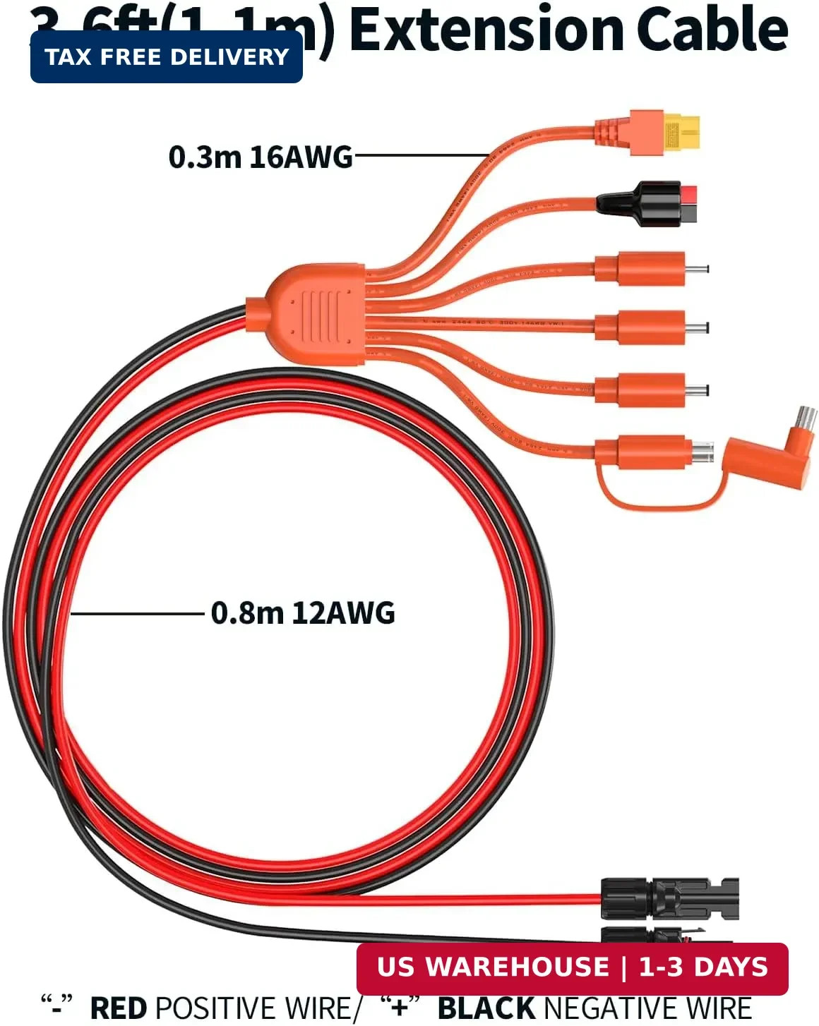 Tonton 7-in-1 Solar Panel Connector Kit, Universal M-C-4 Cable to DC 8mm XT60 An
