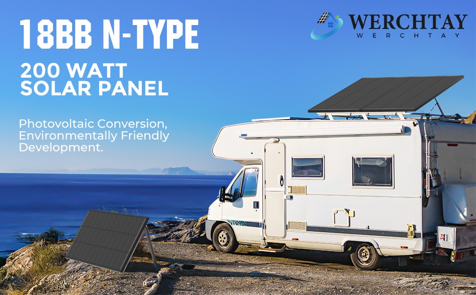 200W Watt Solar Panel N-Type Mono 12V 18BB Home RV Boat Camping PV Off Grid