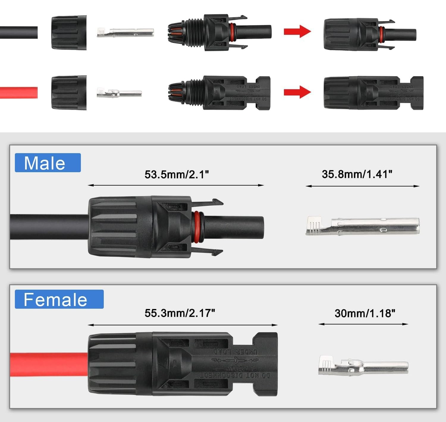 Solar Crimping Tool Kit for 2.5/4/6mm²/1014AWG, with 12 Pairs Male Female Sol…
