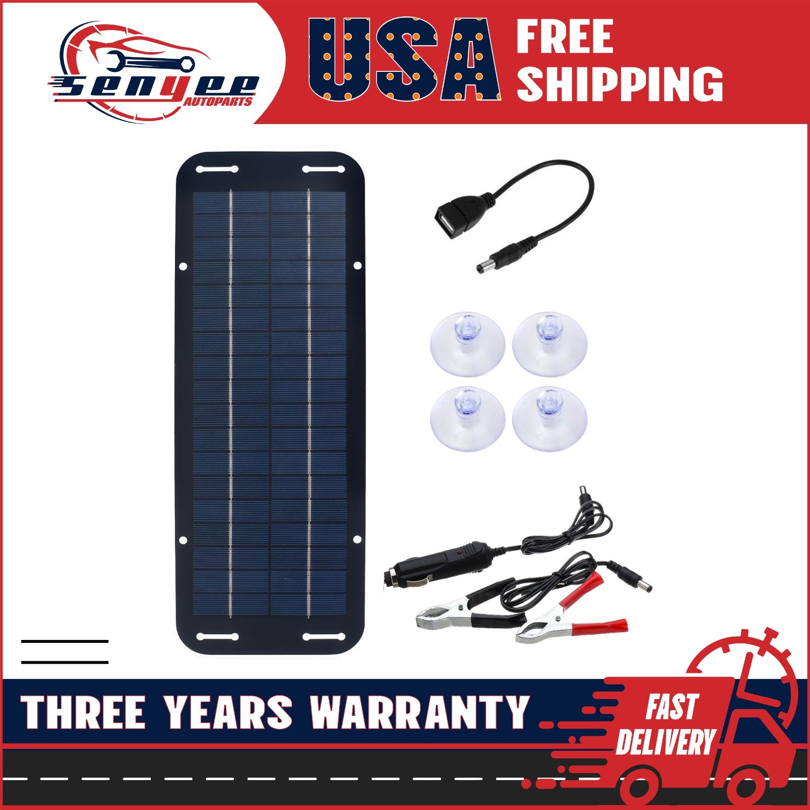 30W Solar Panel 12V Trickle Charger Battery Charger Kit Maintainer Boat Car RV