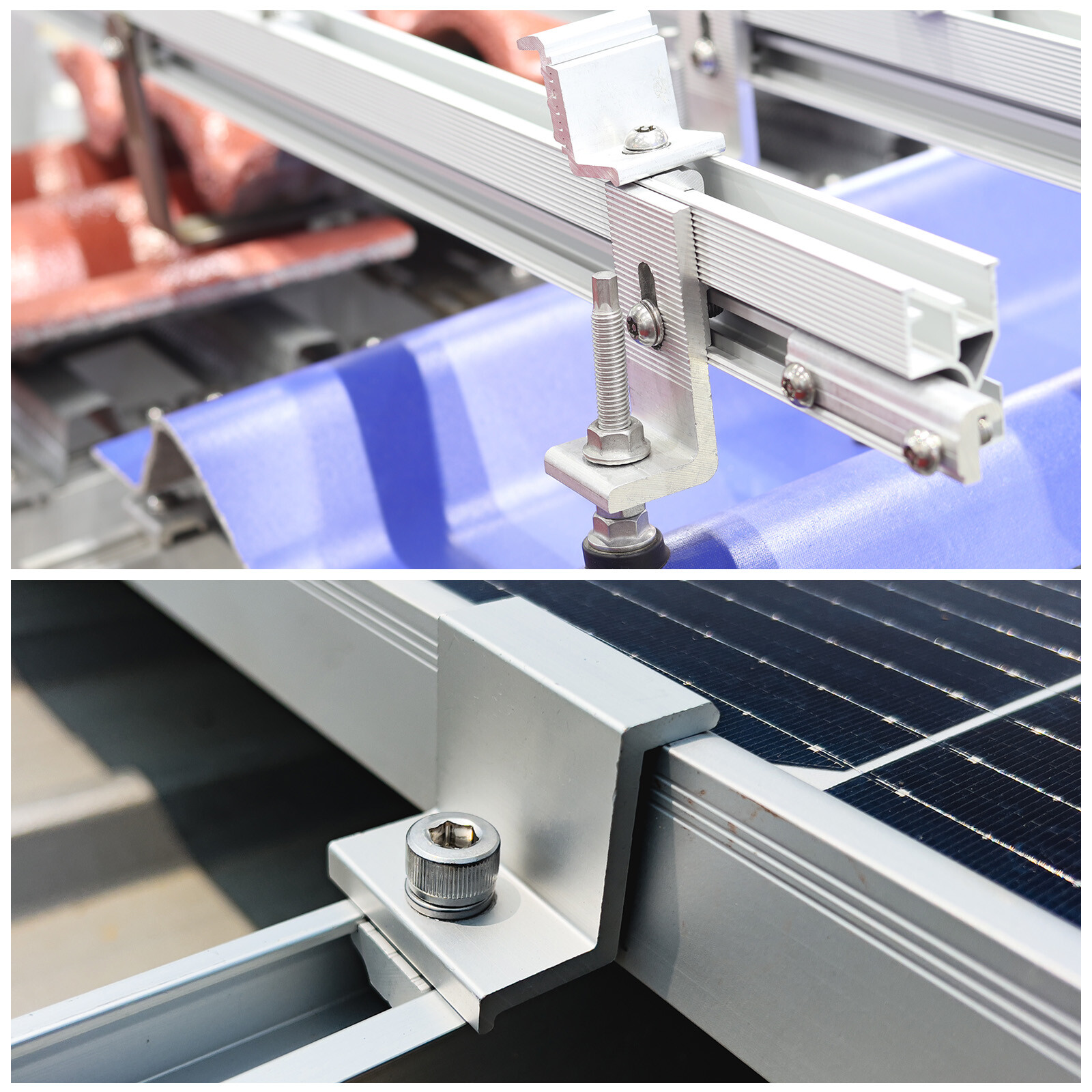 12/24Pack 30/35mm Solar Panel Middle Clamp Aluminium Solar Panel Mount Mid Clip