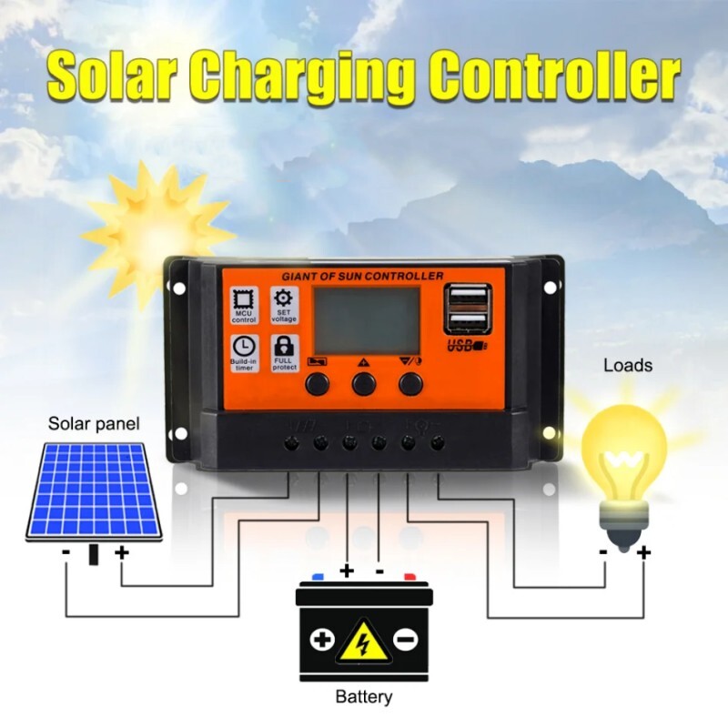 100A PWM Solar Panel Regulator Charge Controller 12V/24V Auto Focus Tracking