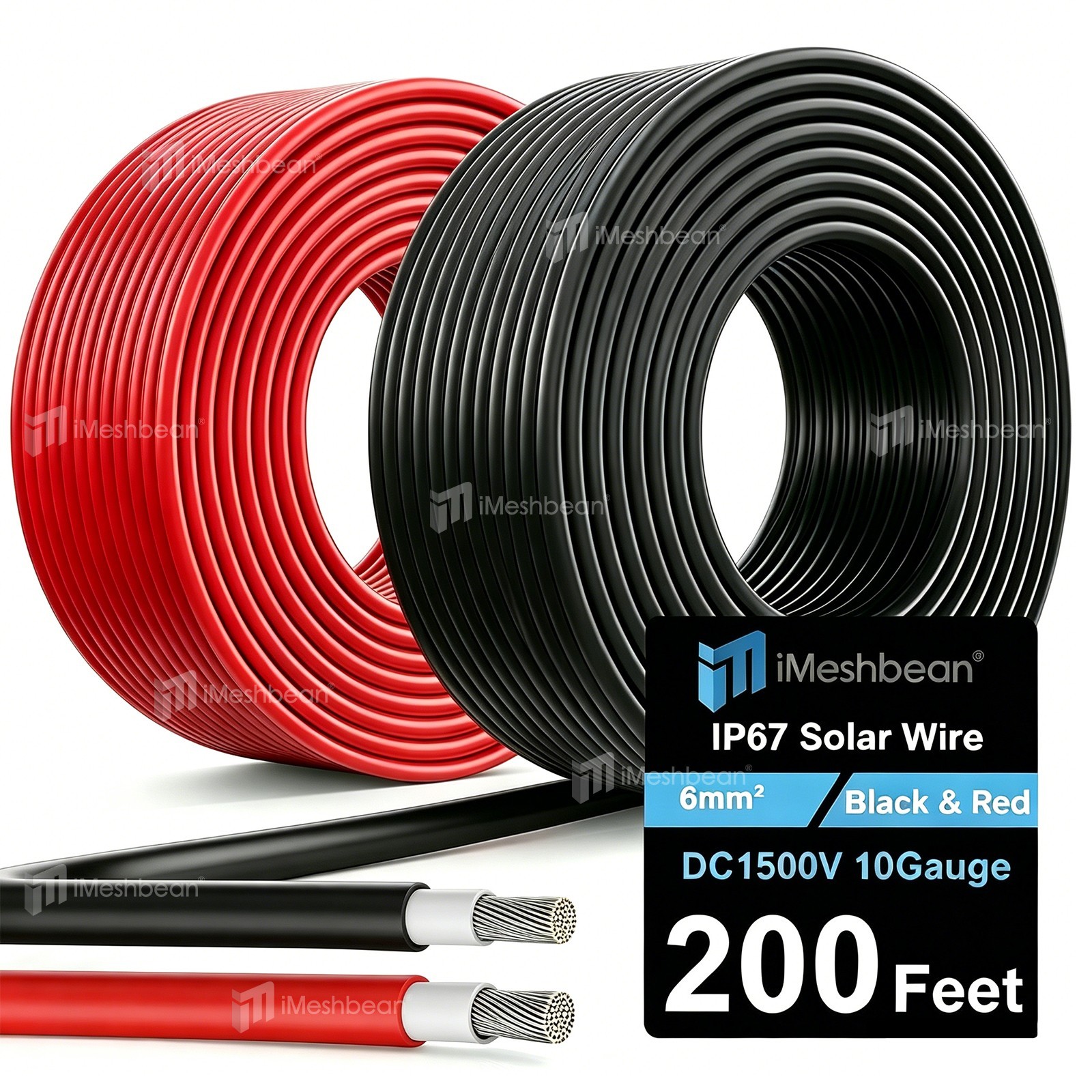 200ft Solar Panel Extension Cable 10AWG 6mm² Tinned Copper PV Cable Solar Wire