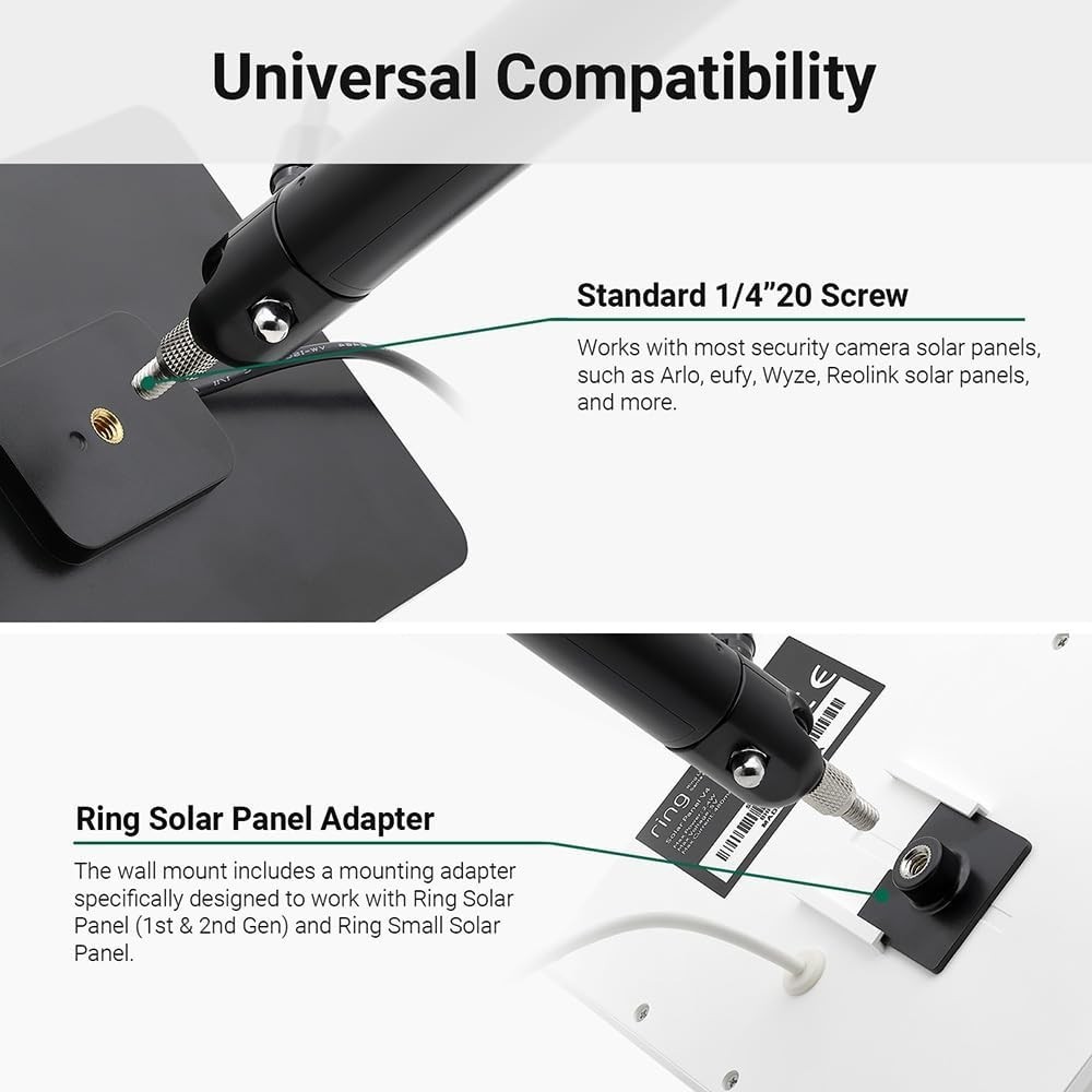 Universal Solar Panel Wall Mount Adjustable Extended Arm for Security Cameras