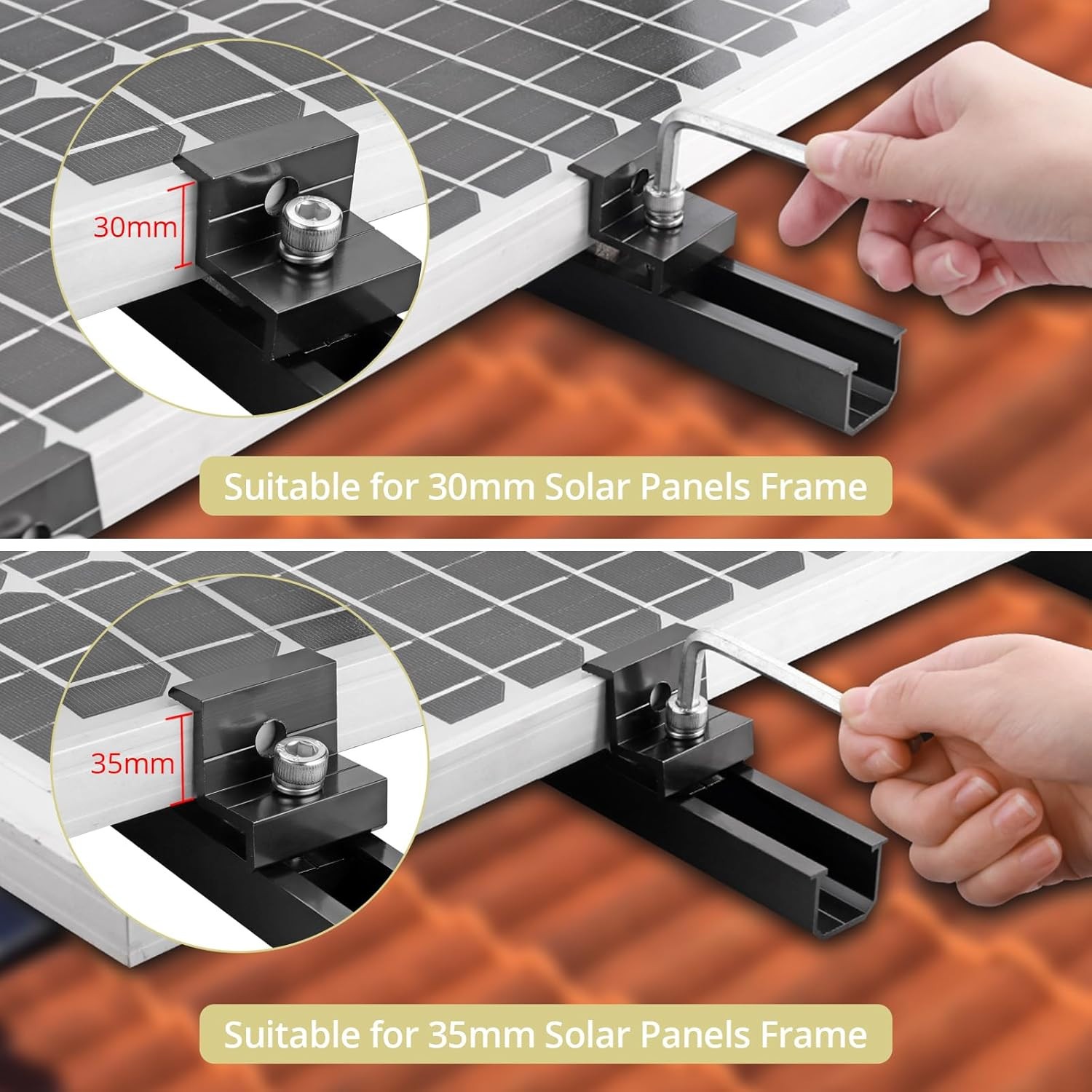 Solar Panel Bracket Kit, 6 Pcs 7.87 in Aluminium Solar Panel Mounting Rail 30Mm