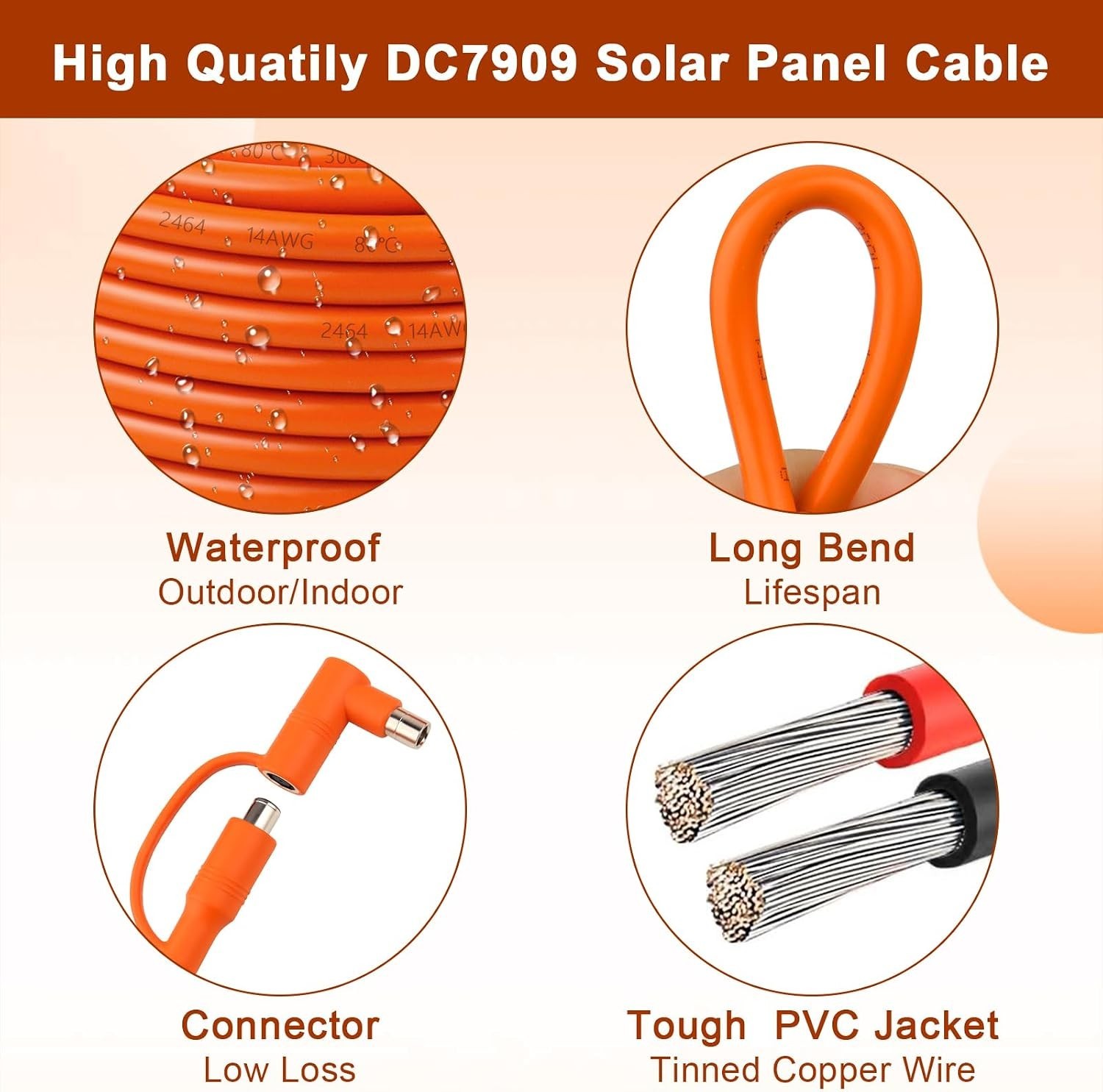 Jackery Compatible DC7909 Solar Panel Cable 25FT