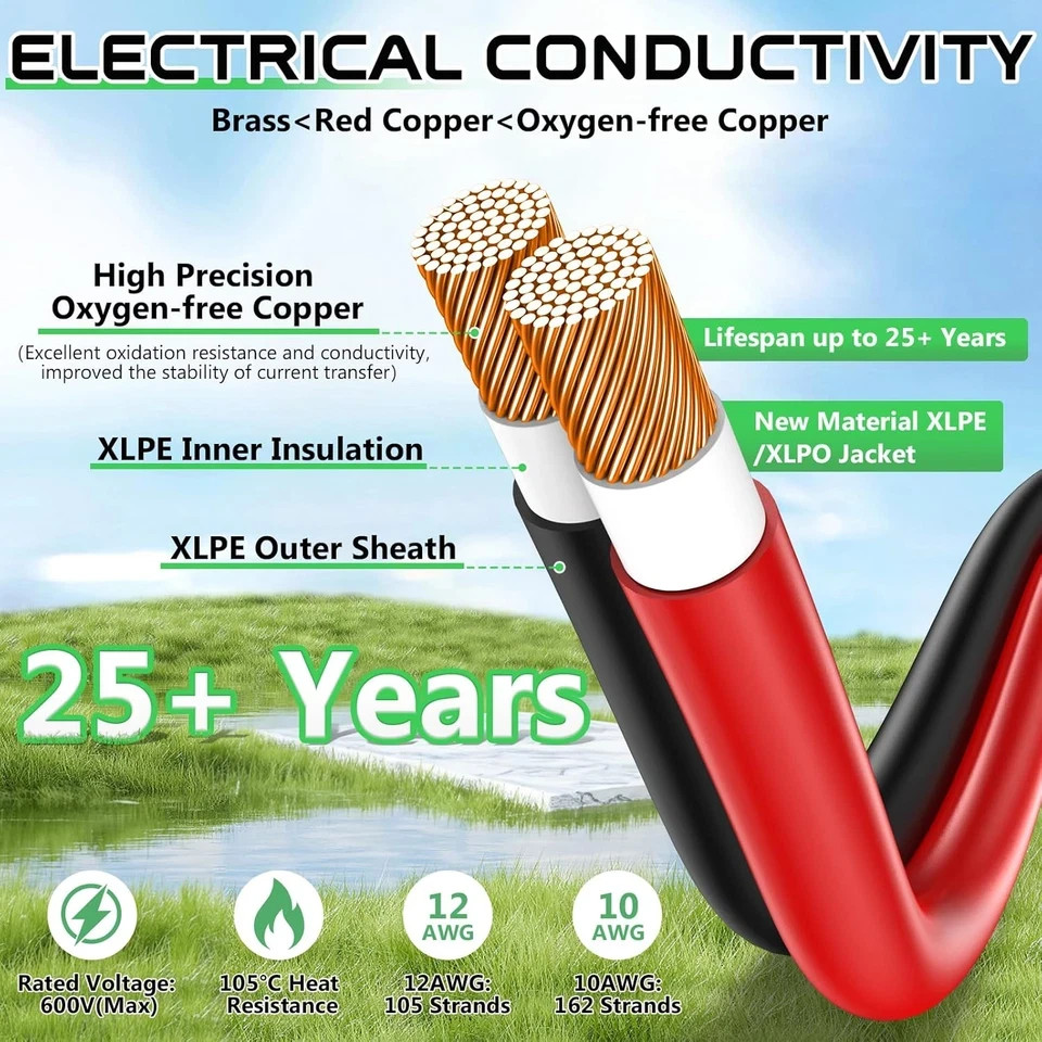 10AWG XT60 Solar Cable- Solar to XT60 Cable 3 10 15 20 25 40 50FT Extension Cabl