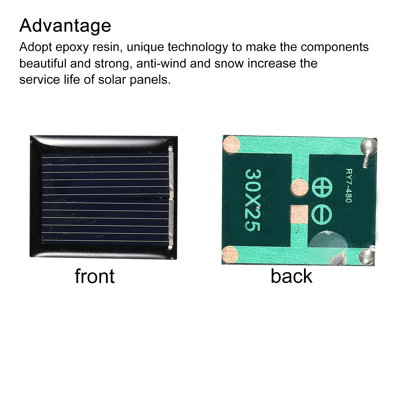 Mini Solar Panel Cell 1V 80mA 0.08W 30mm x 25mm for DIY Project Pack of 5