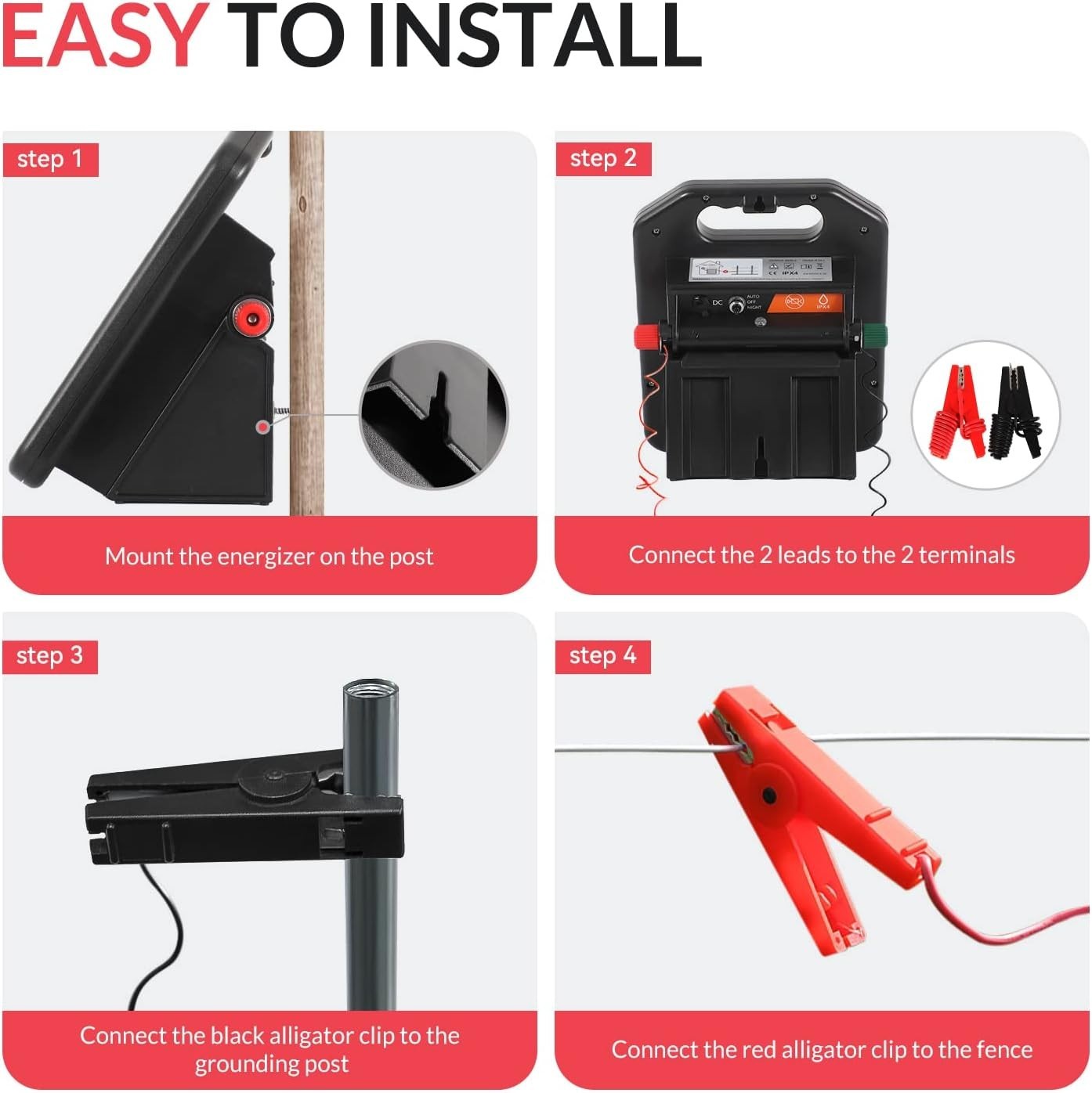 NOB Helios Mini160 Solar Powered Energizer, 10 Mile Solar Electric Fence Charger
