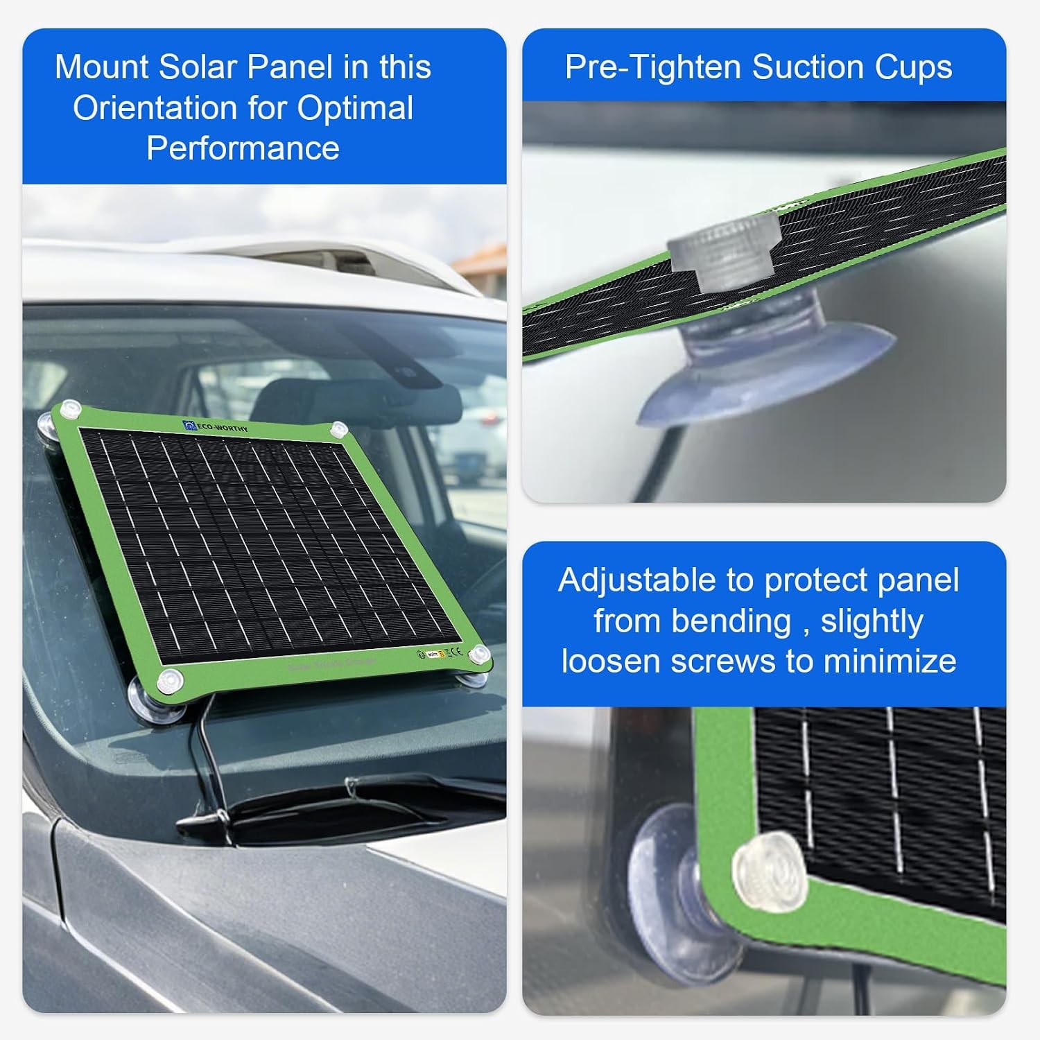 12V Waterproof Solar Car Battery Charger Maintainer 7.5W Solar Panel Trickle