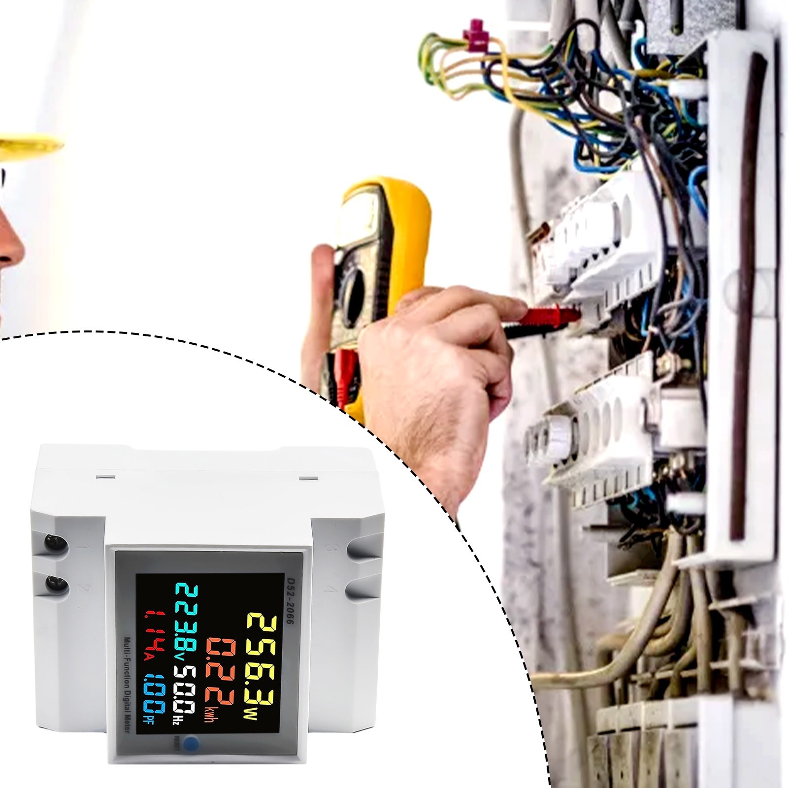Brightness AC Power Meter 100A High Precision 6 In 1 AC Power Meter Din Rail