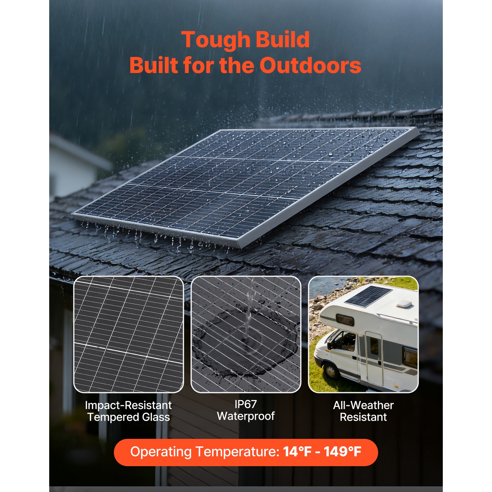 Uimoso 2PCS 100W Bifacial Solar Panels with23% Efficiency Monocrystalline Module