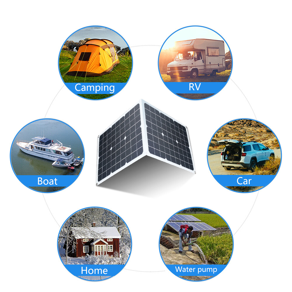 Solar Panel Kit Folding Power Bank USB Outdoor Camping Hiking Phone Charger US