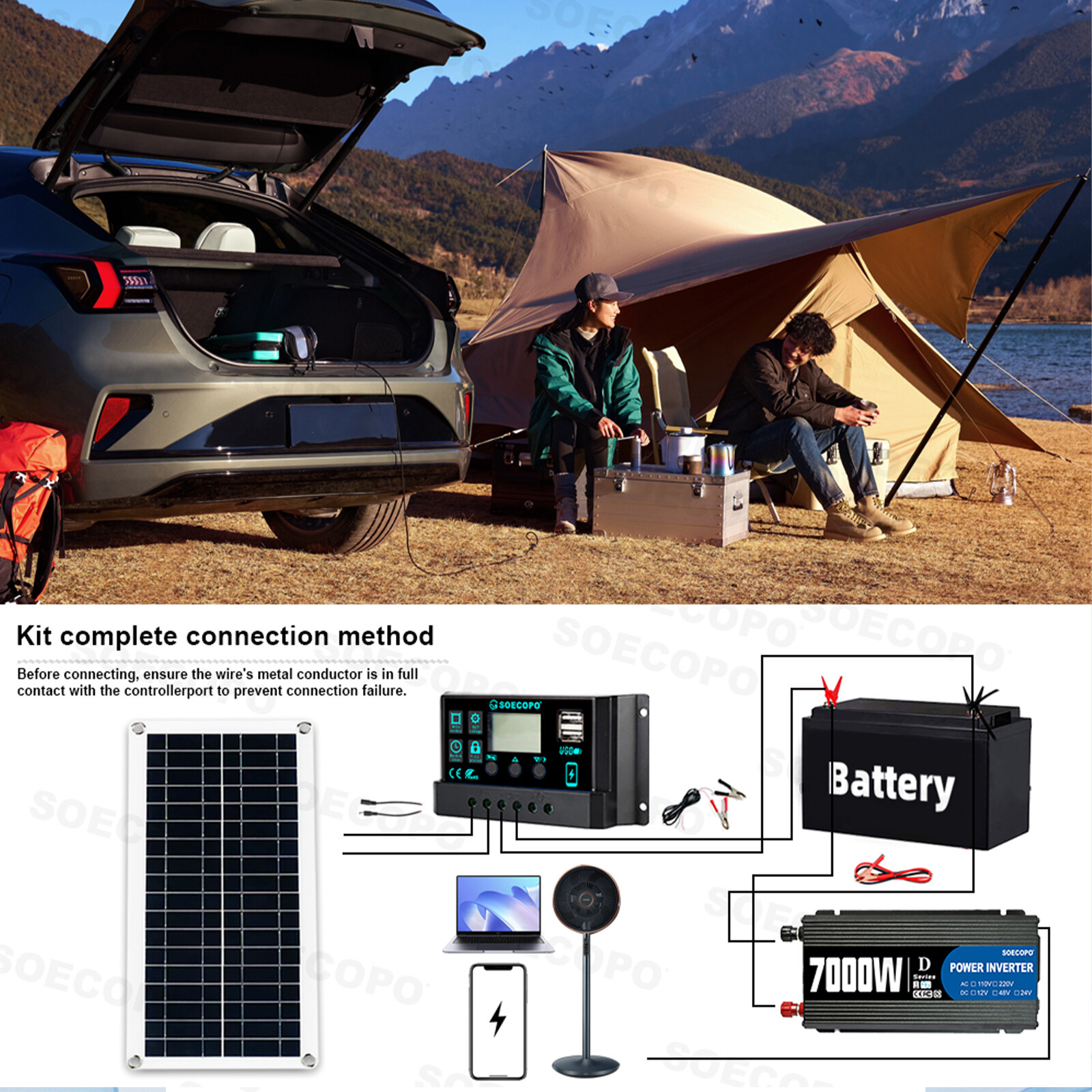 6000W-Complete Solar Panel Kit Solar Power Generator 100A Home 110V/220V SystRB