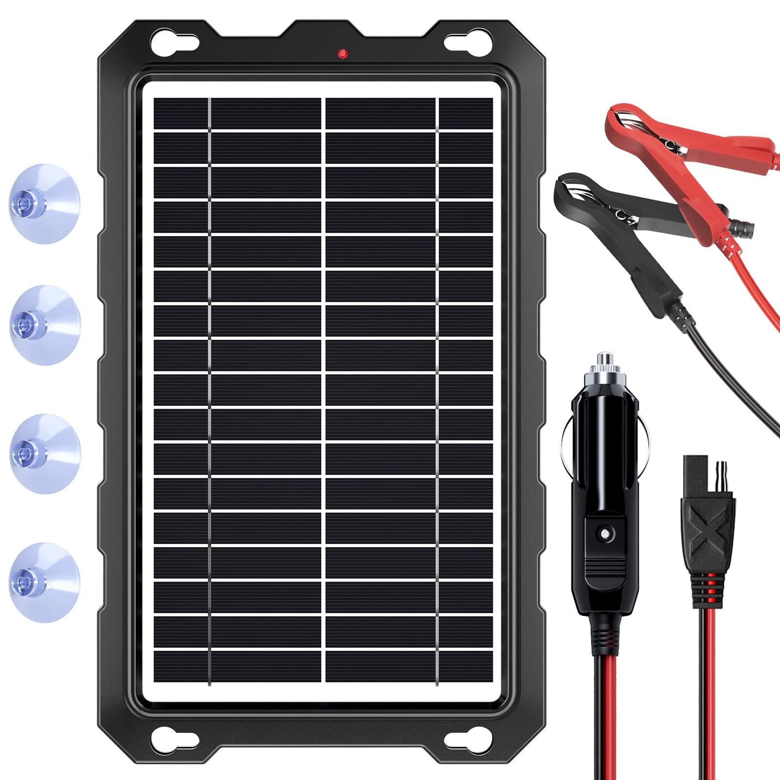 SUNAPEX 10W 12V Solar Battery Charge Maintainer – Solar Trickle Charger for Car