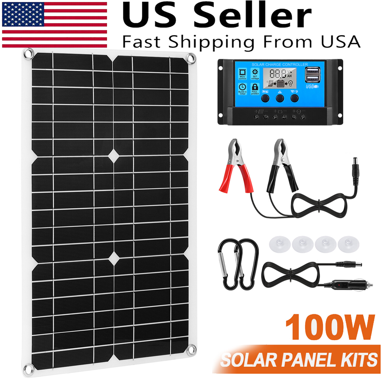 Flexible Solar Panel 100W Watt 12V Mono Home RV Rooftop Camping Off-Grid Power